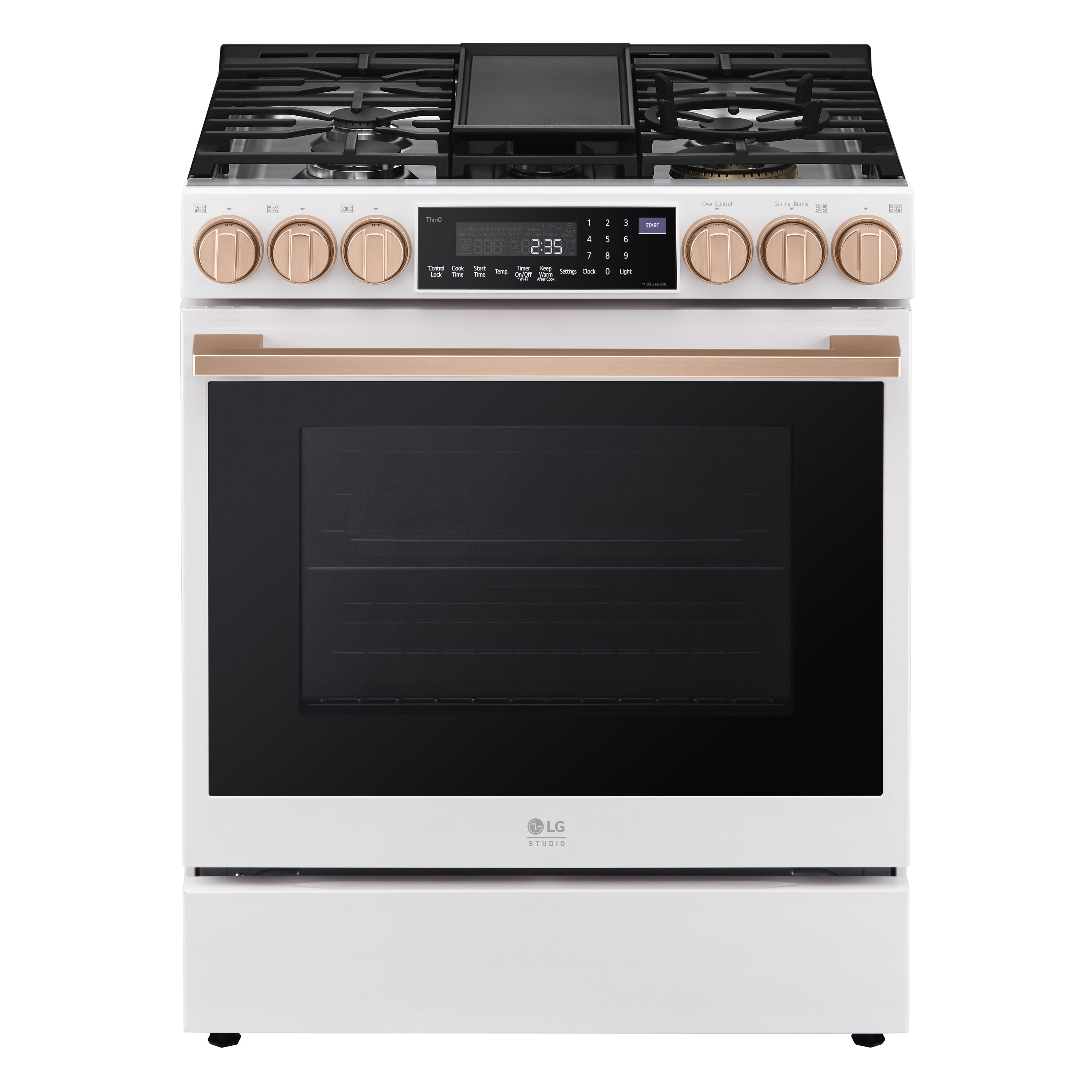 LG STUDIO 30-in 5 burners 6.3-cu ft Air Fry Convection Oven Freestanding Natural Gas Range ( Essence White )
