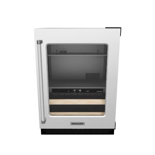 KitchenAid 23.88-Inches W 14 -Can Capacity Black Cabinet/Stainless Doors Built-in Indoor Beverage Refrigerator with Glass Door