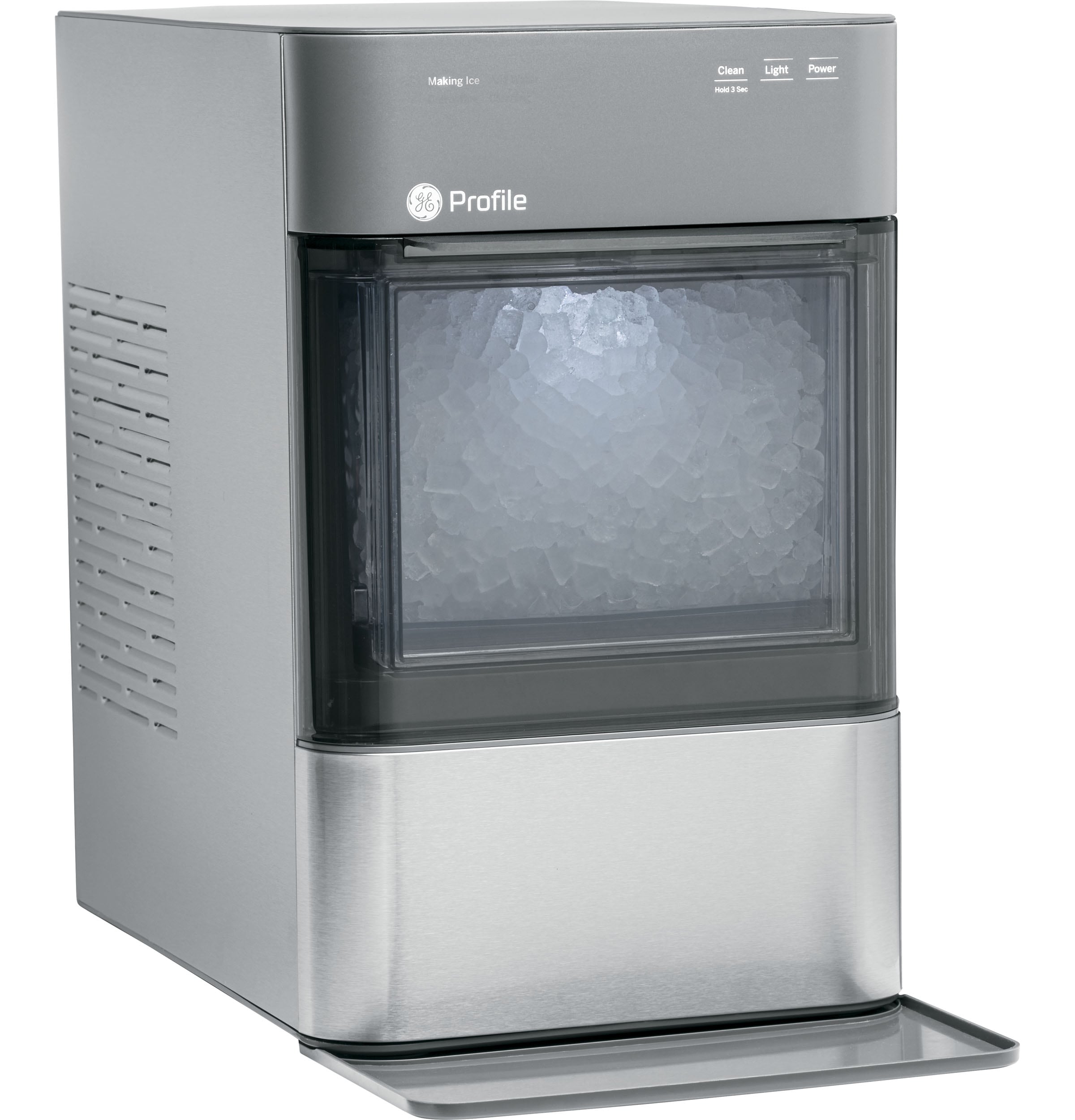 GE Profile Opal 24 lb Drop down Door Portable Countertop Nugget Ice Maker Stainless Steel