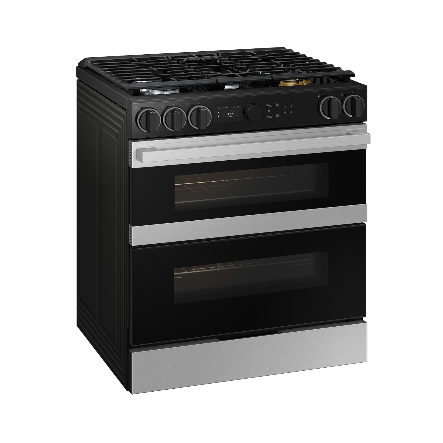 Samsung Bespoke 30-in 3.4-cu ft / 2.7-cu ft Air Fry Convection Oven Slide-In Double Oven Dual Fuel Range ( Stainless steel )