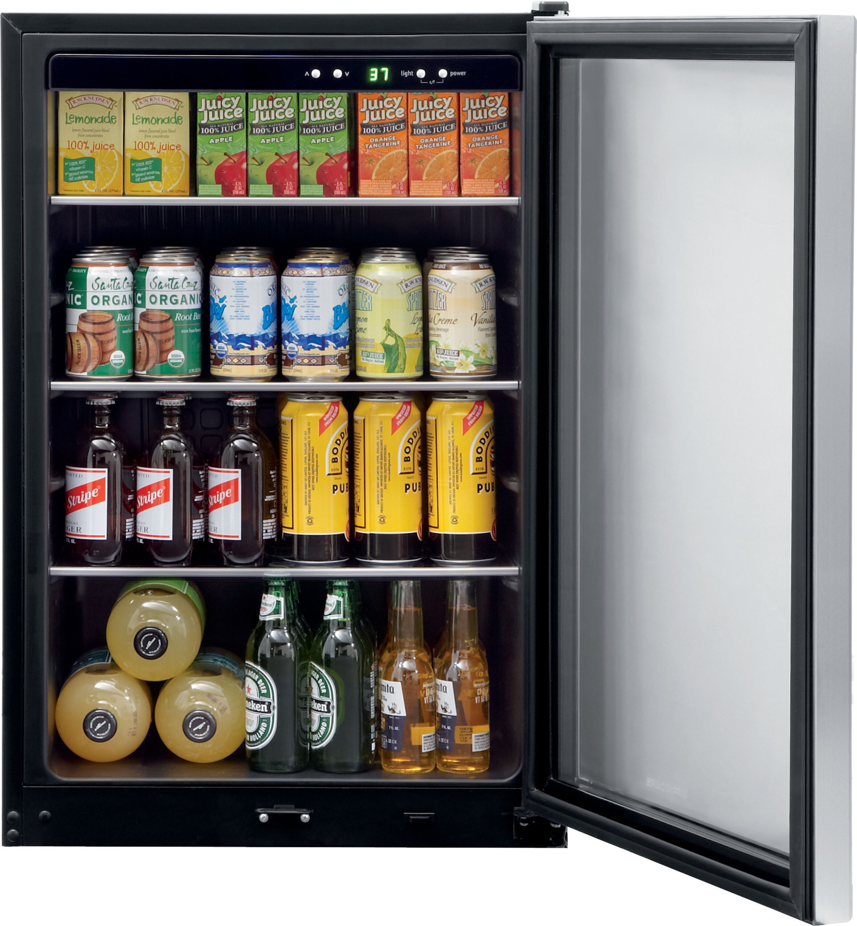 Frigidaire 21.5-in W 138 -Can Capacity Stainless Steel Freestanding Indoor Beverage Refrigerator with Glass Door