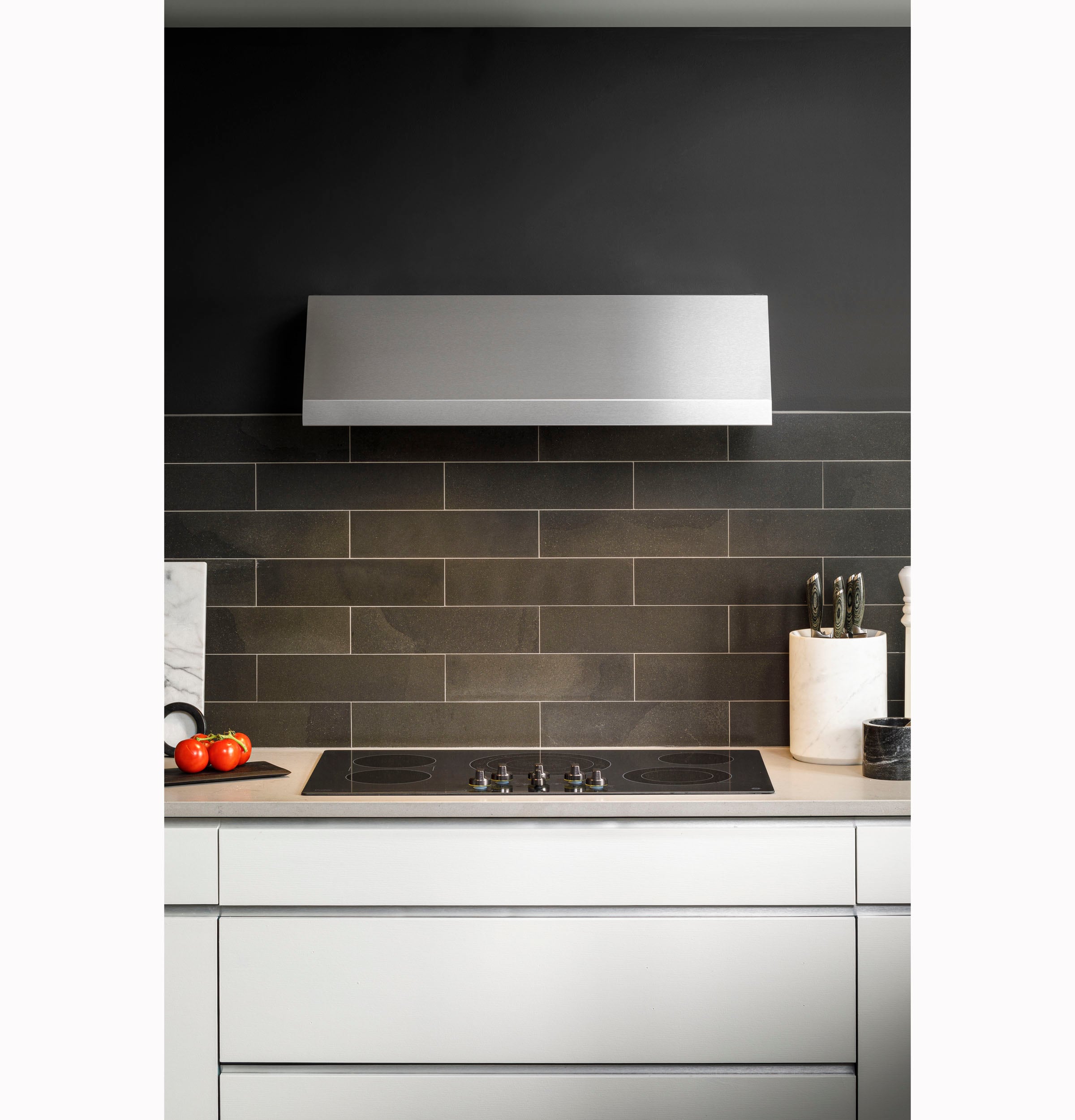 GE 30 in Designer Wall Mount Hood with Dimmable LED Lighting