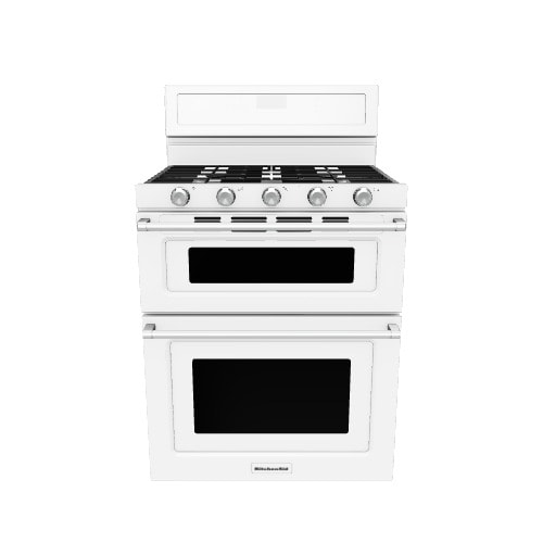 KitchenAid 30-Inches 5 burners 3.9-Cu. Feet / 2.1-Cu. Feet Convection Oven Freestanding Double Oven Gas Range ( White )