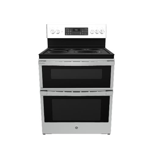 GE Profile 30-in Glass Top 5 burners 4.4-cu ft / 2.2-cu ft Air Fry Convection Oven Freestanding Double Oven Electric Range ( Stainless Steel )