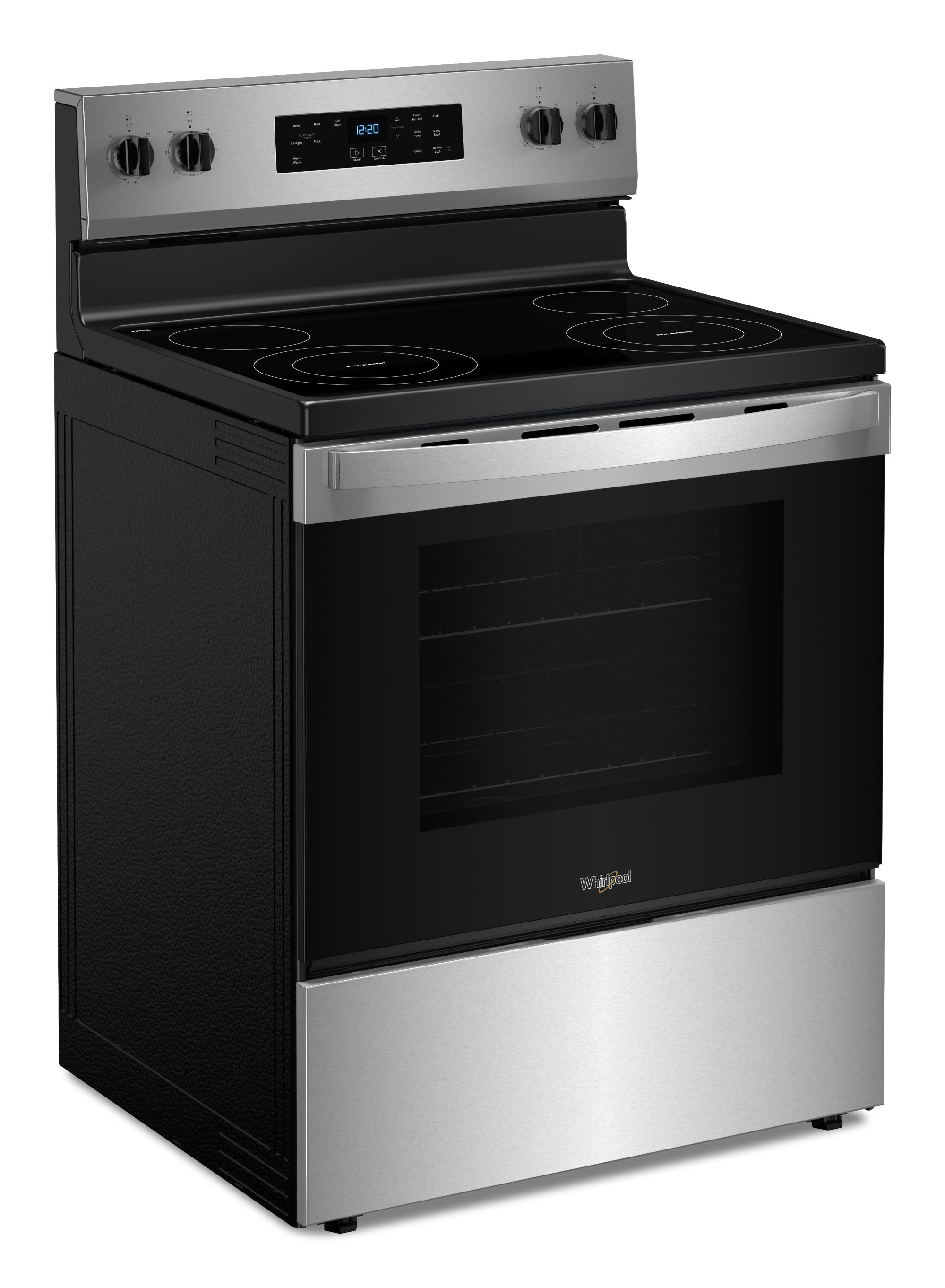 Whirlpool 30-in Glass Top 4 burners 5.3-cu ft Freestanding Electric Range Stainless Steel )