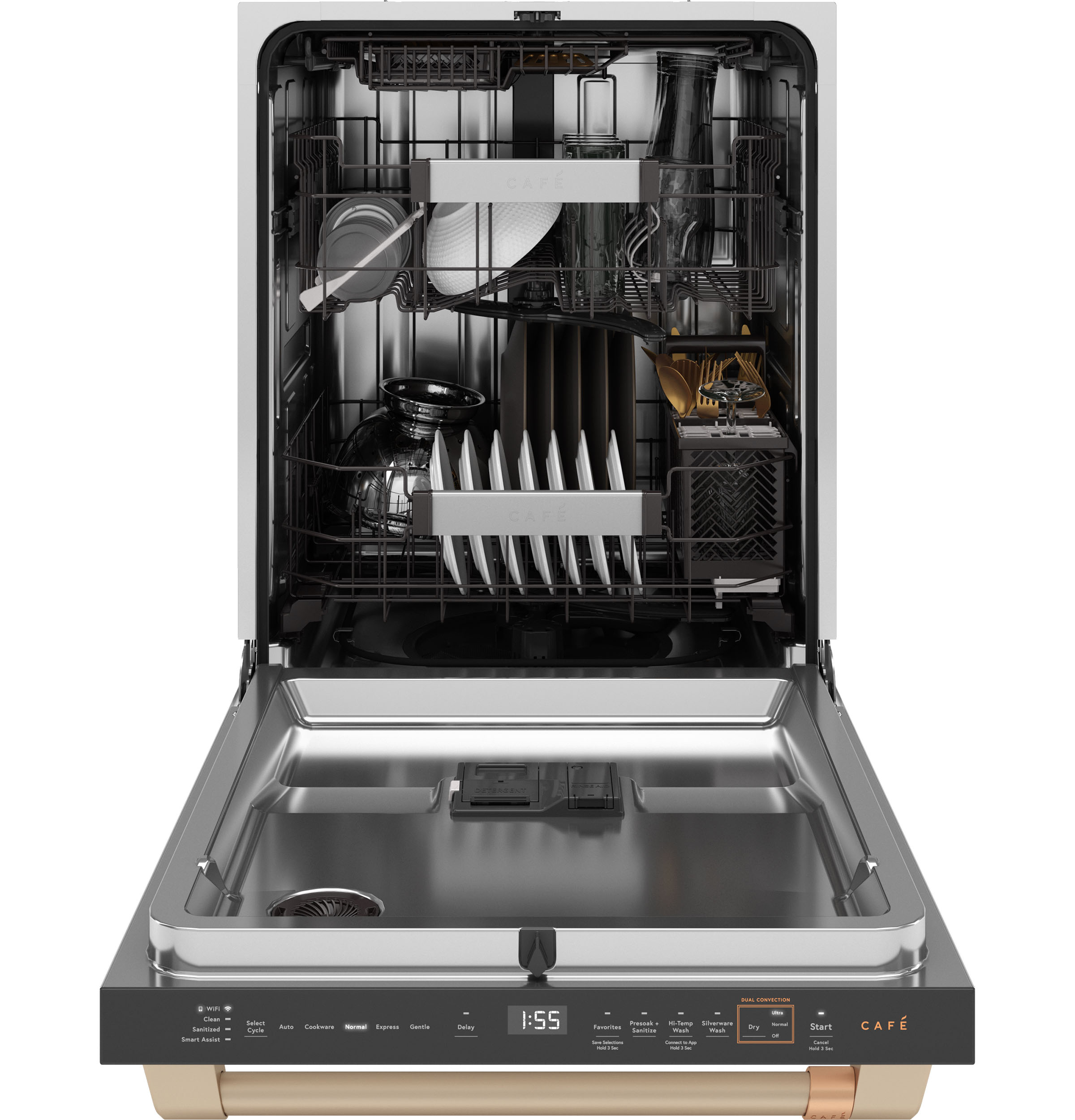 Cafe Top Control 24 in Smart Built In Dishwasher With Third Rack Matte White ENERGY STAR 44 dBA