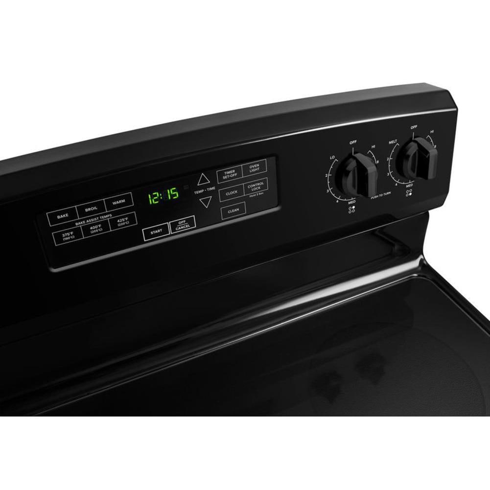 Amana 30-in Glass Top 4 burners 4.8-cu ft Freestanding Electric Range Black )