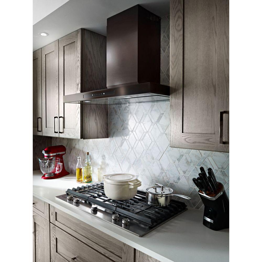 KitchenAid Convertible Black Stainless with Printshield Wall Mounted Range Hood Common 36 Inch Actual 36 in