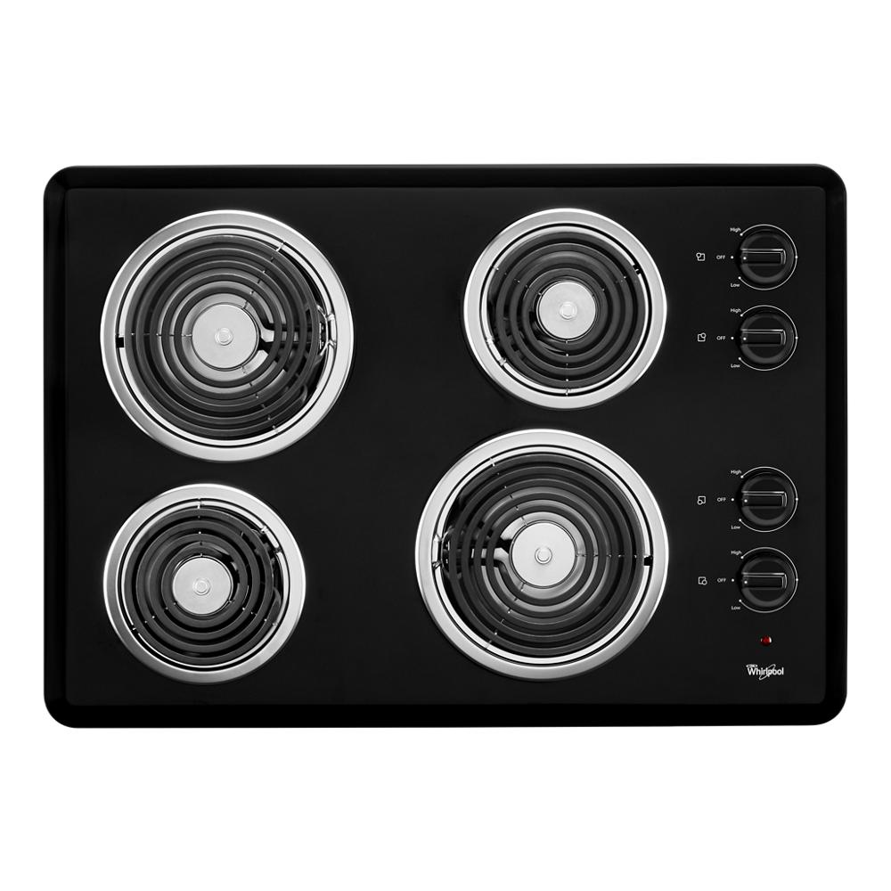 Whirlpool 30-in 4 burners Coil Black Electric Cooktop
