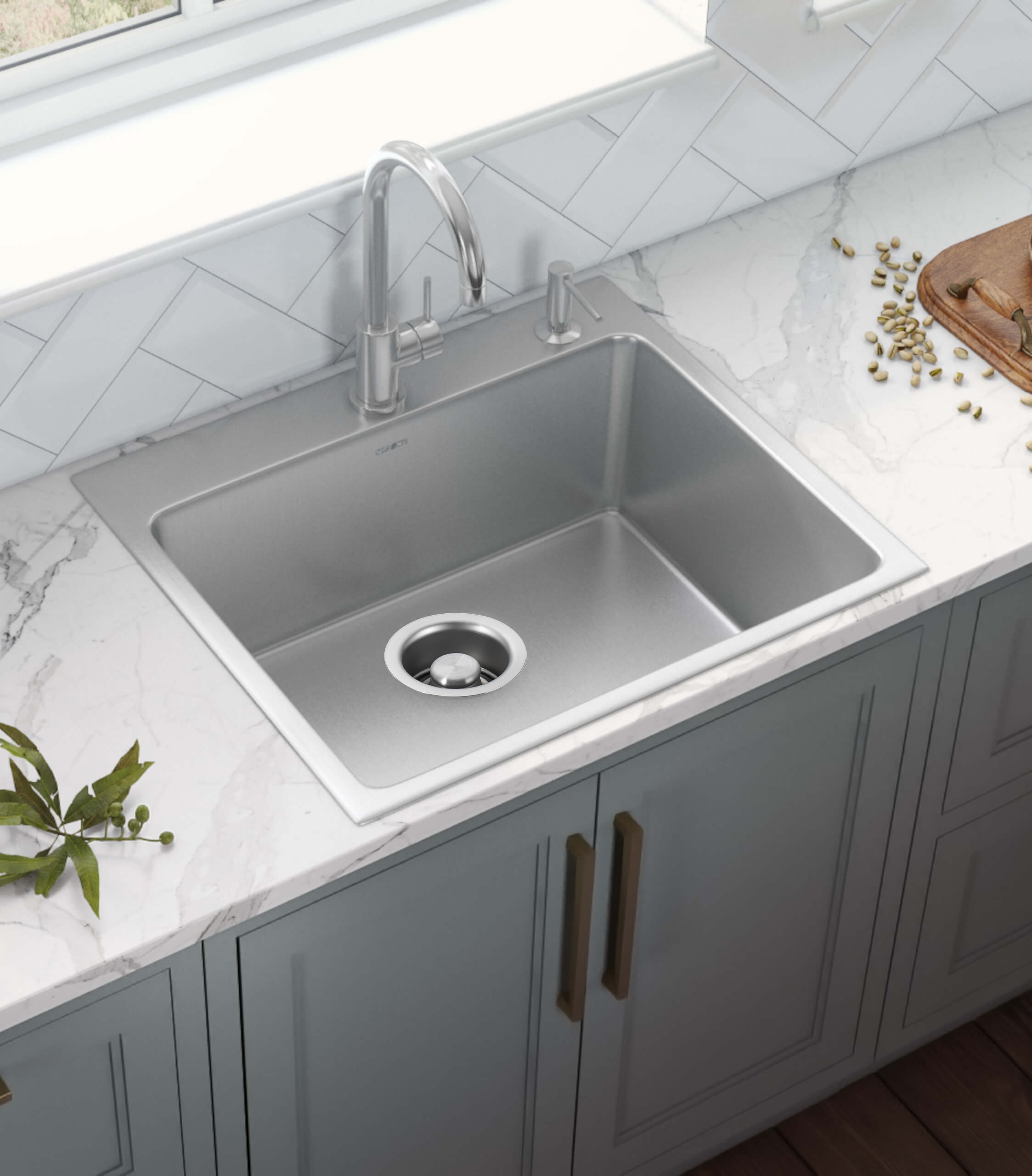 allen + roth 4.5-in Brush nickel Steel Garbage Disposal Sink flange