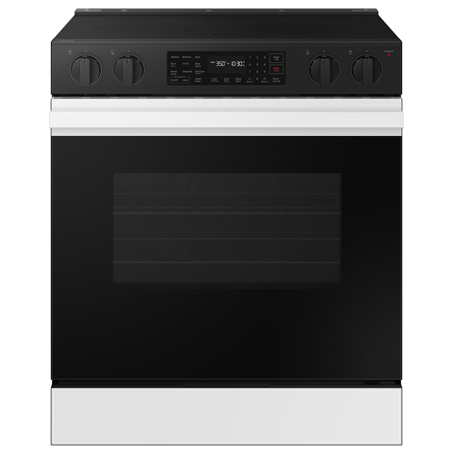 Samsung Bespoke 30-in Glass Top 5 burners 6.3-cu ft Air Fry Convection Oven Slide-In Electric Range ( White Glass )