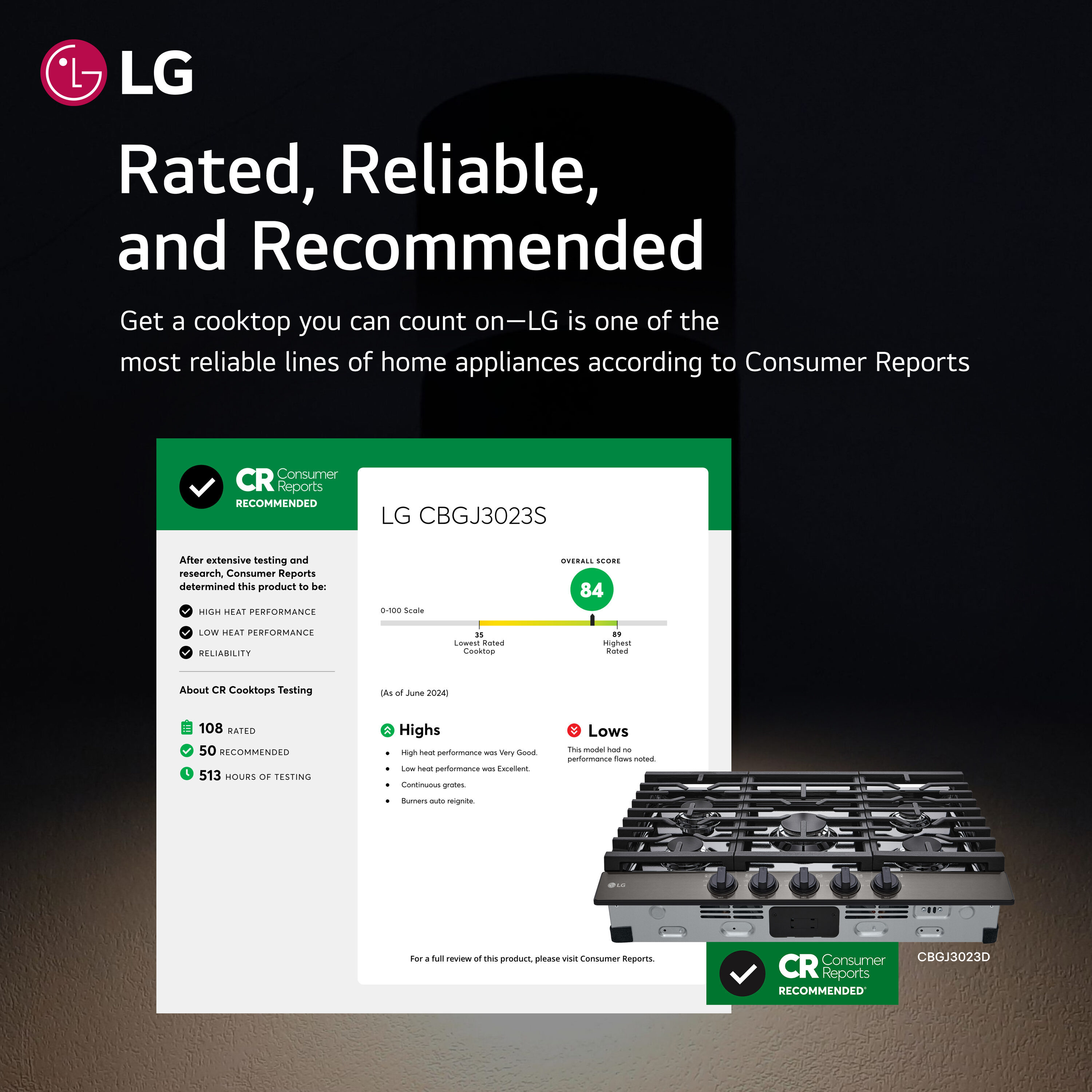 LG 30-in 5 burners Black Stainless steel Gas Cooktop