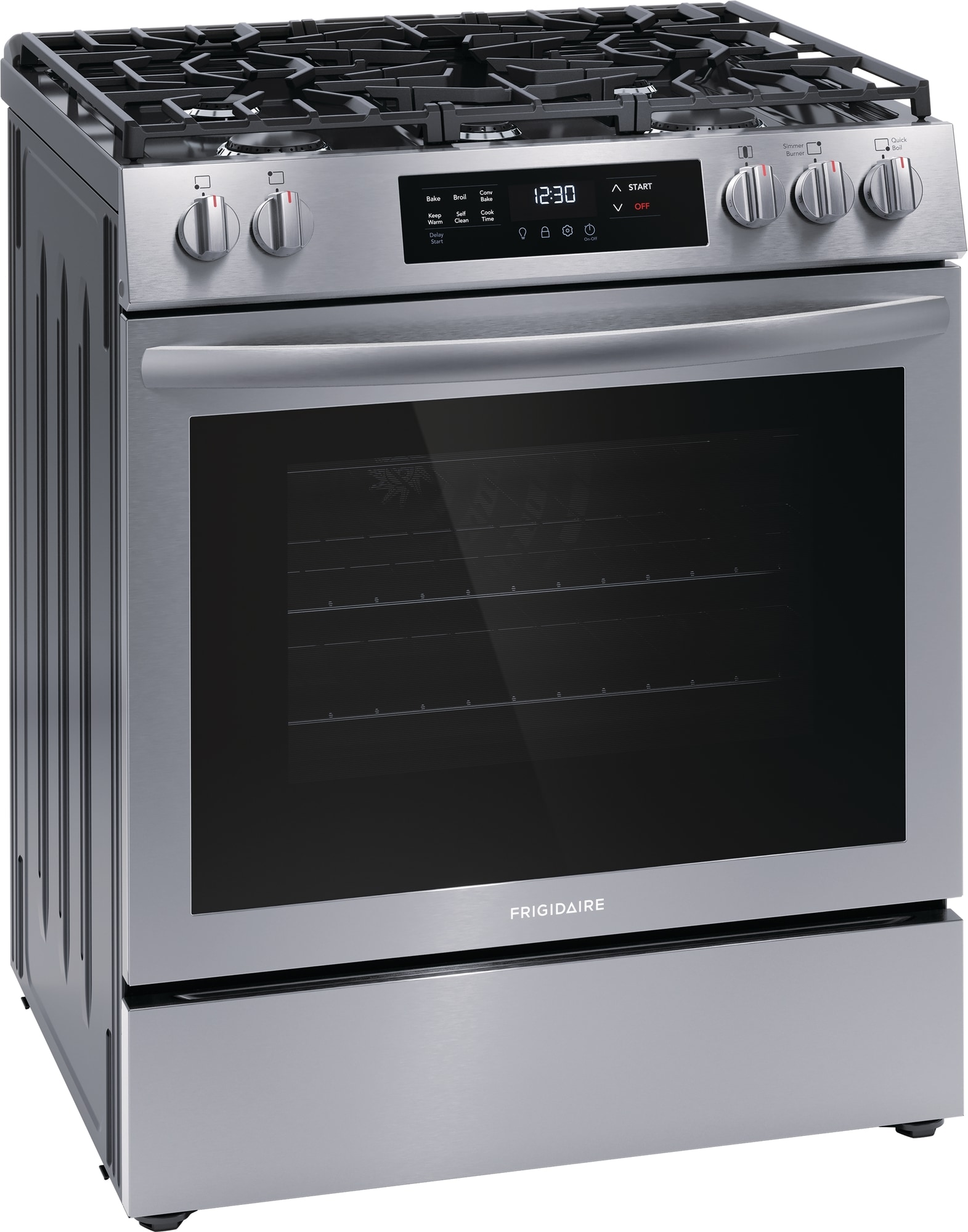 Frigidaire 30-in 5 burners 5.1-cu ft Convection Oven Slide-In Natural Gas Range ( Stainless steel )