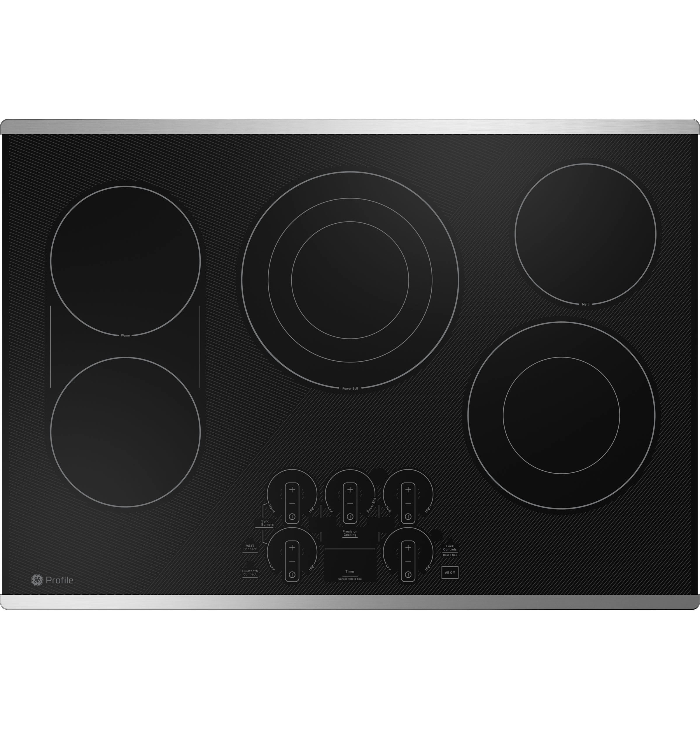 GE Profile 30-in 5 burners Smooth Surface (Radiant) Stainless steel Smart Compatible Electric Cooktop