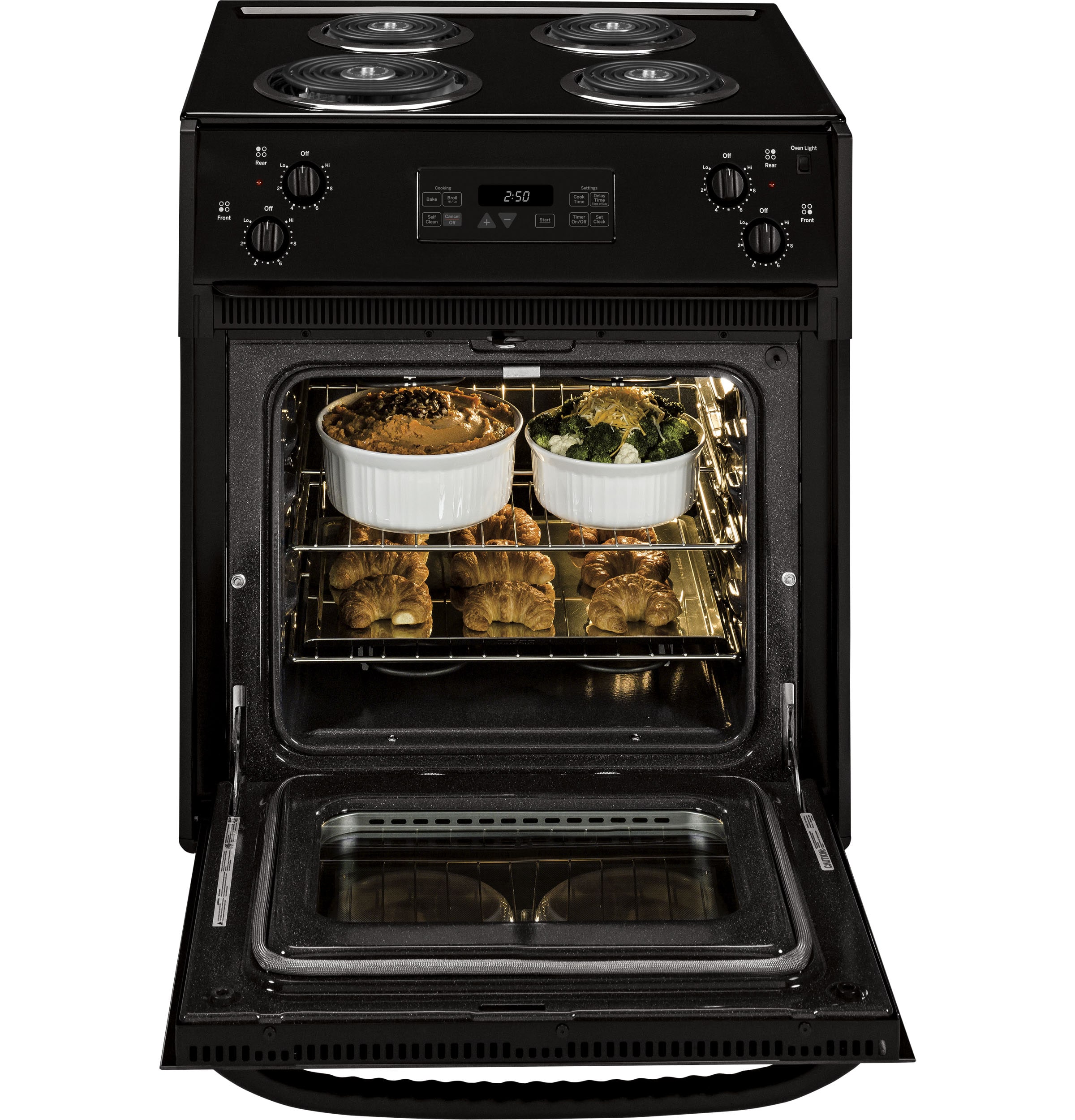 GE 27-in 4 burners 3.0-cu ft Drop-In Electric Range ( Black )