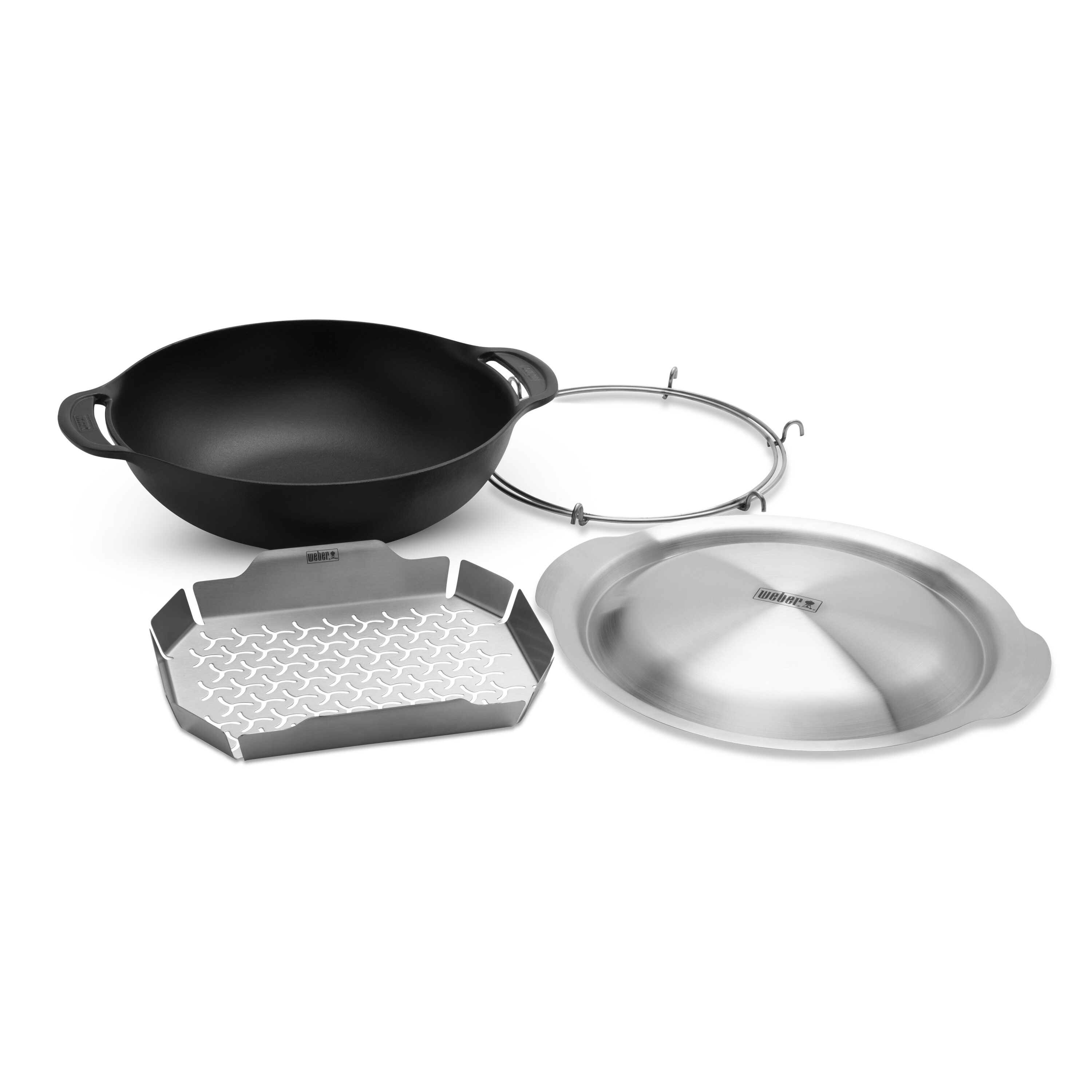 Weber Crafted 3 -Pack Porcelain-Enameled Cast-Iron Wok