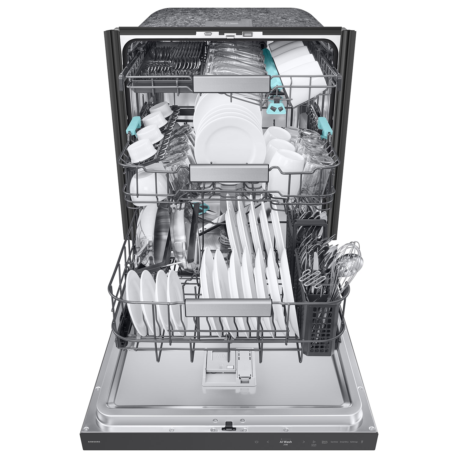 Samsung Bespoke Smart 38 dBA Auto Open Door Dishwasher with StormWash and Smart Dry in Stainless Steel
