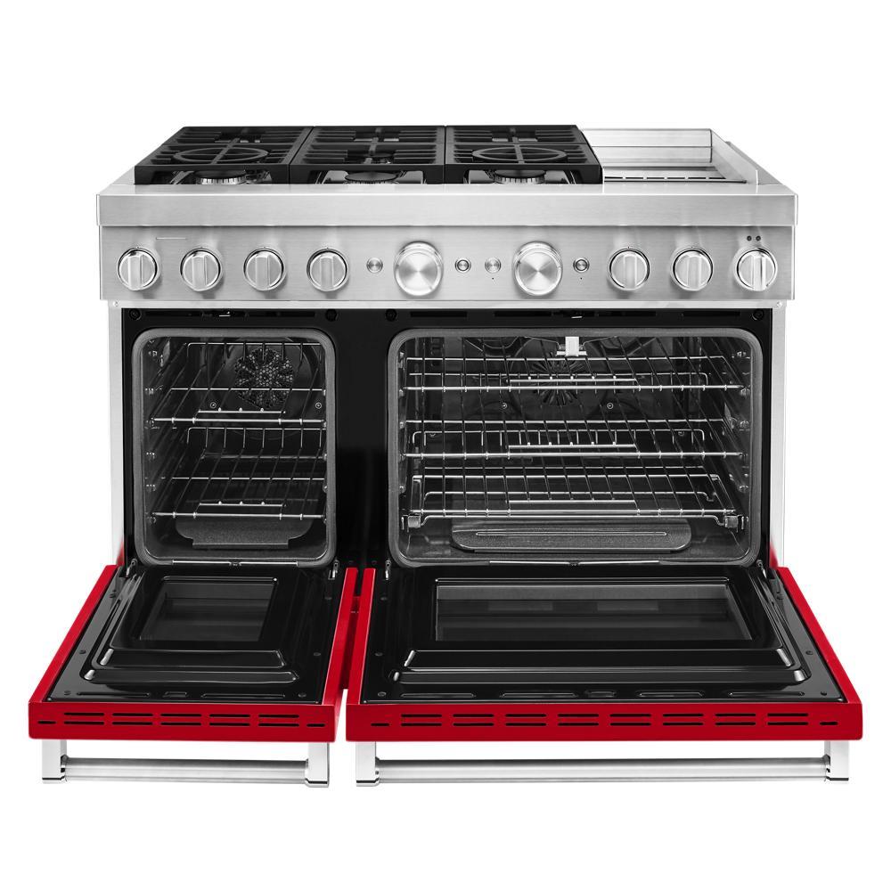 KitchenAid 48-in 4.1-cu ft / 2.2-cu ft Convection Oven Freestanding Double Oven Dual Fuel Range ( Passion Red )