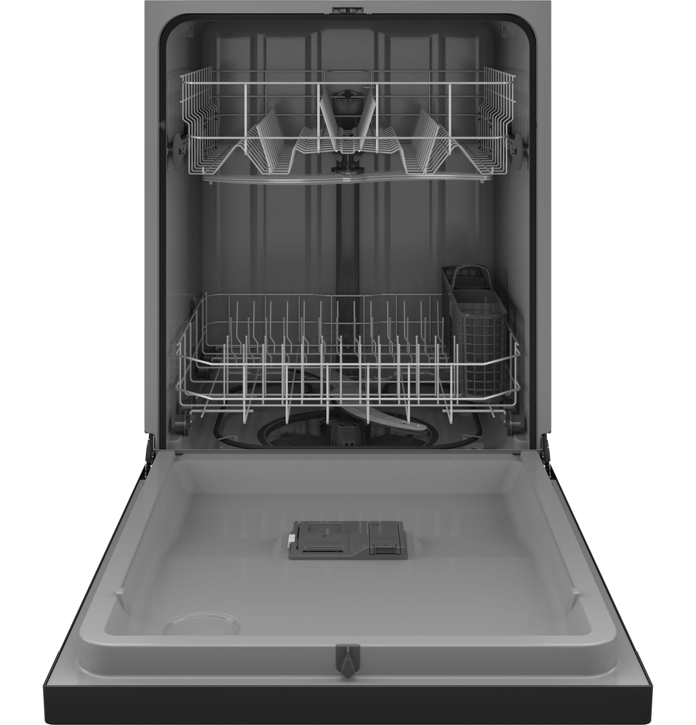 GE Dry Boost 60 Decibel Front Control 24 in Built In Dishwasher Black
