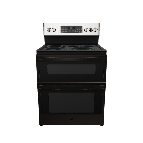 GE Profile 30-in Glass Top 5 burners 4.4-cu ft / 2.2-cu ft Air Fry Convection Oven Freestanding Double Oven Electric Range ( Black Stainless )