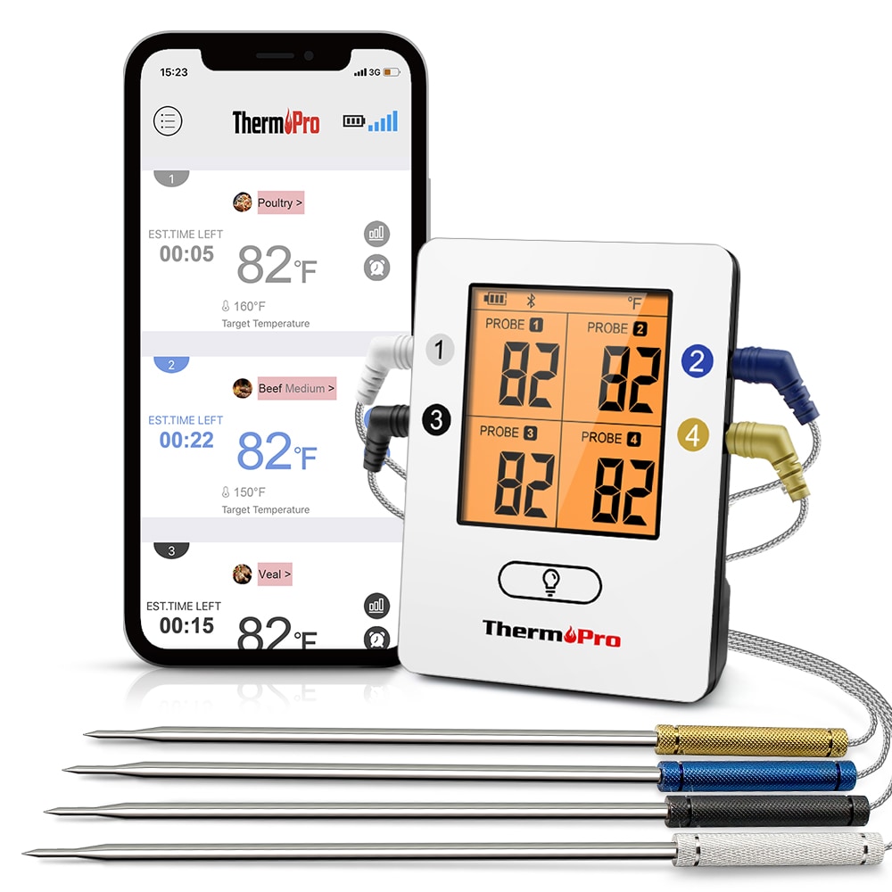 ThermoPro TP25W Extended 650-Ft Range Digital Leave-in Bluetooth Compatibility Meat Thermometer