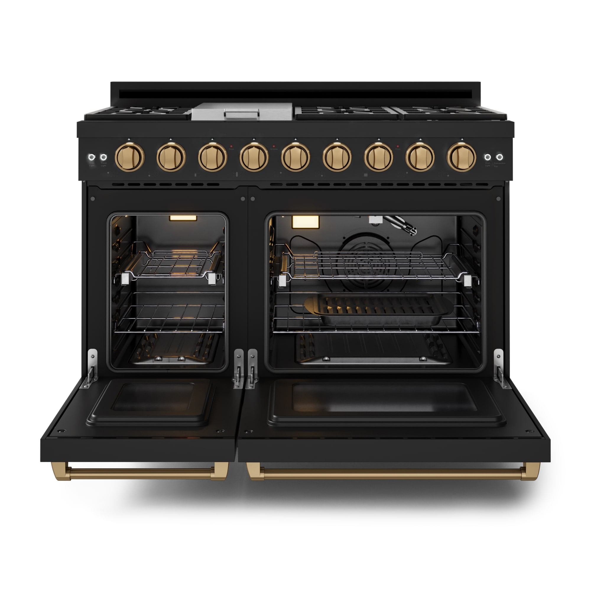 Thor Kitchen Gordon Ramsay Series 48-in 7 burners 4.6-cu ft / 2.2-cu ft Convection Oven Freestanding Double Oven Gas Range ( Matte Black with Bronze Accents )