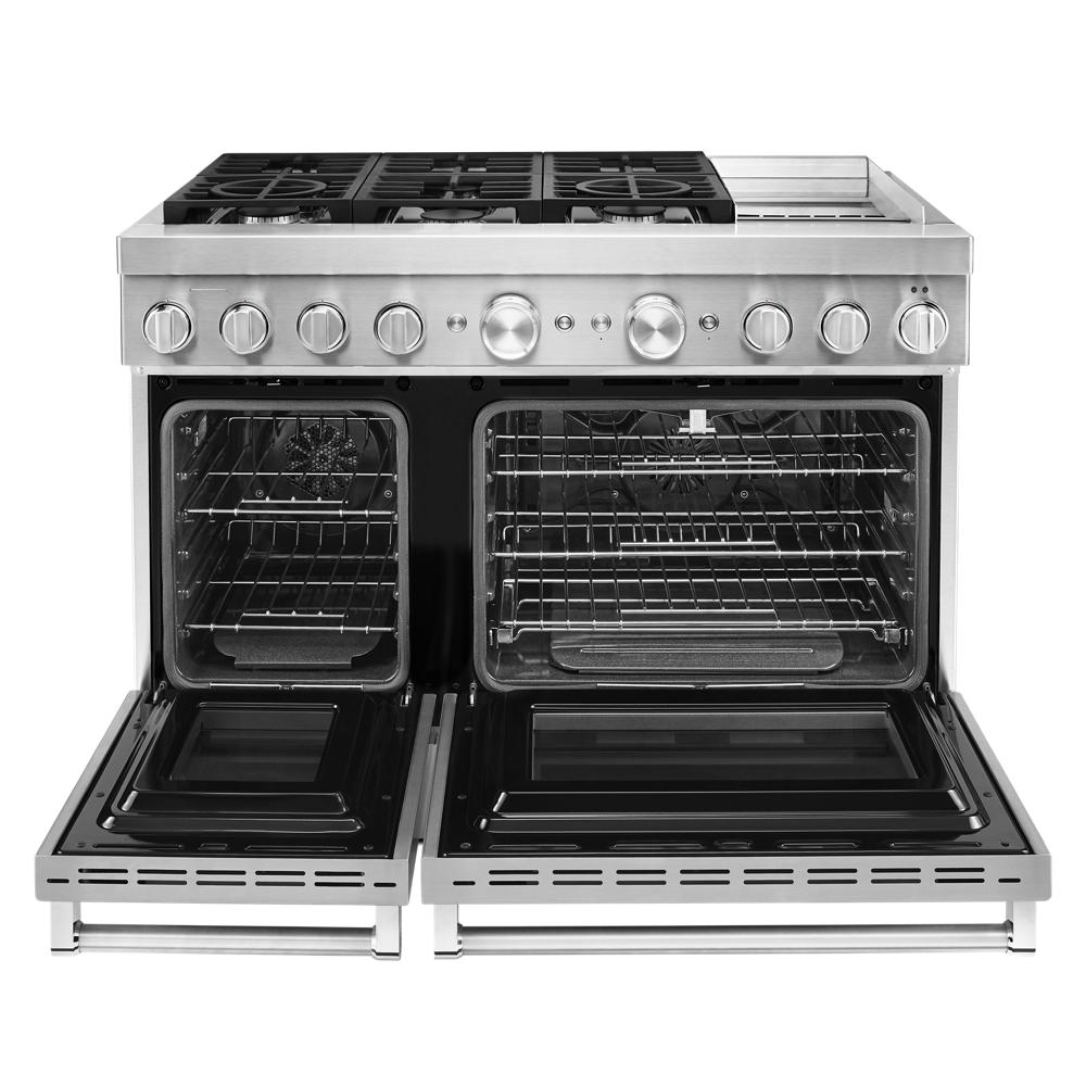 KitchenAid Smart 6 Burners 4 1 cu ft 2 2 cu ft Self Cleaning Double Oven Convection Dual Fuel Range Stainless Steel Common 48 in Actual 47 88 in