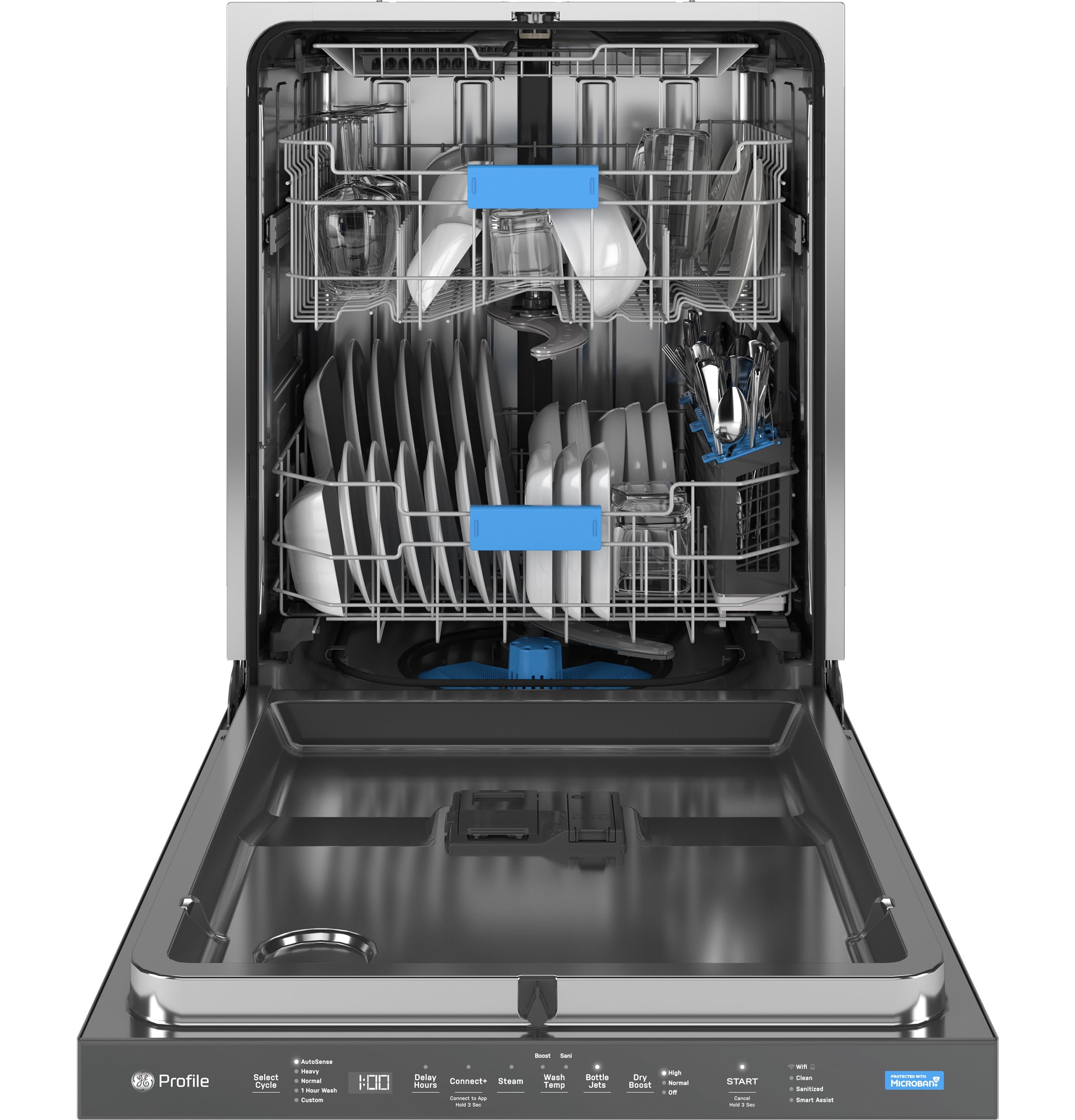 GE Profile Dry Boost Top Control 24 in Smart Built In Dishwasher Fingerprint resistant Stainless Steel ENERGY STAR 44 dBA