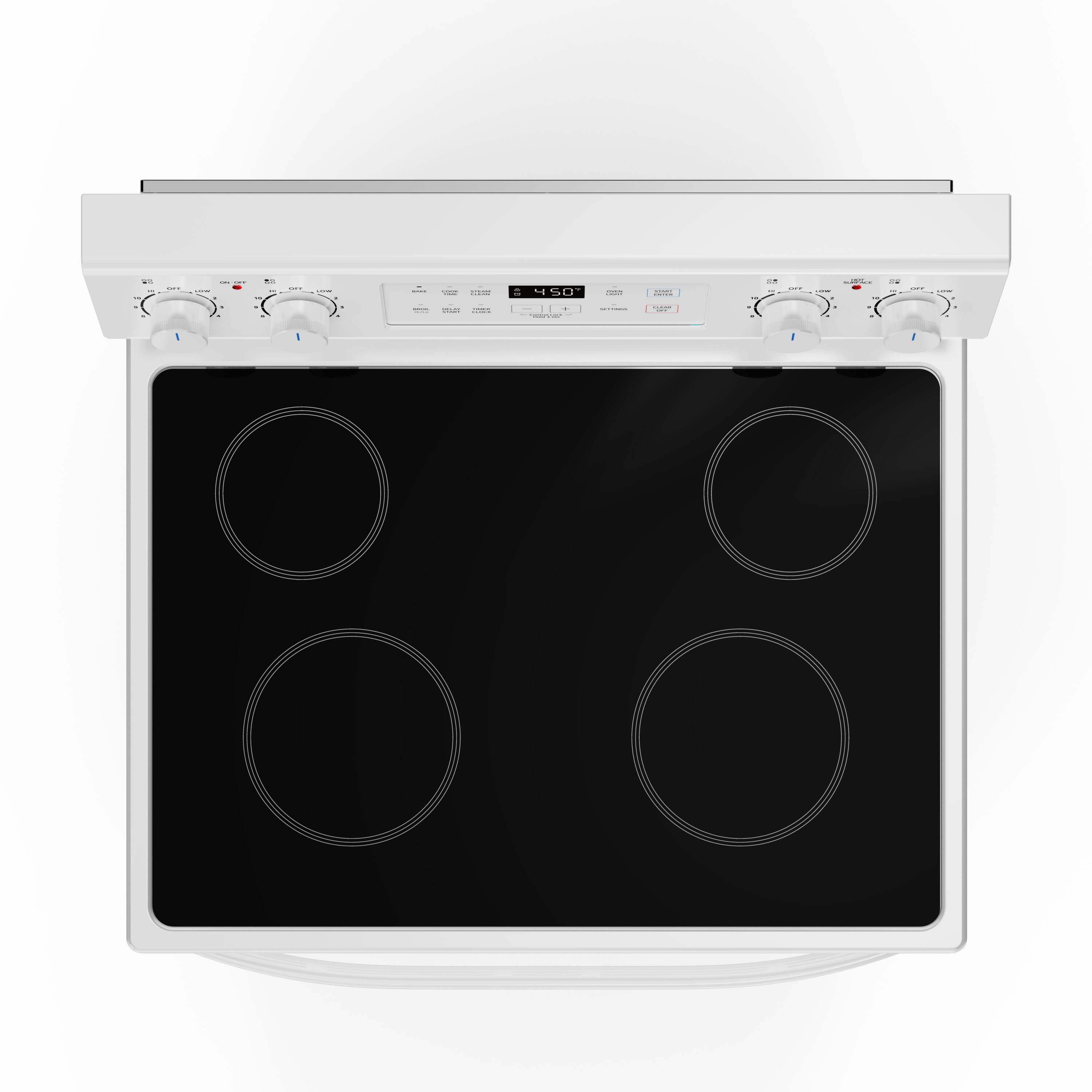 Midea 30-in Glass Top 4 burners 6.3-cu ft Freestanding Electric Range ( White )