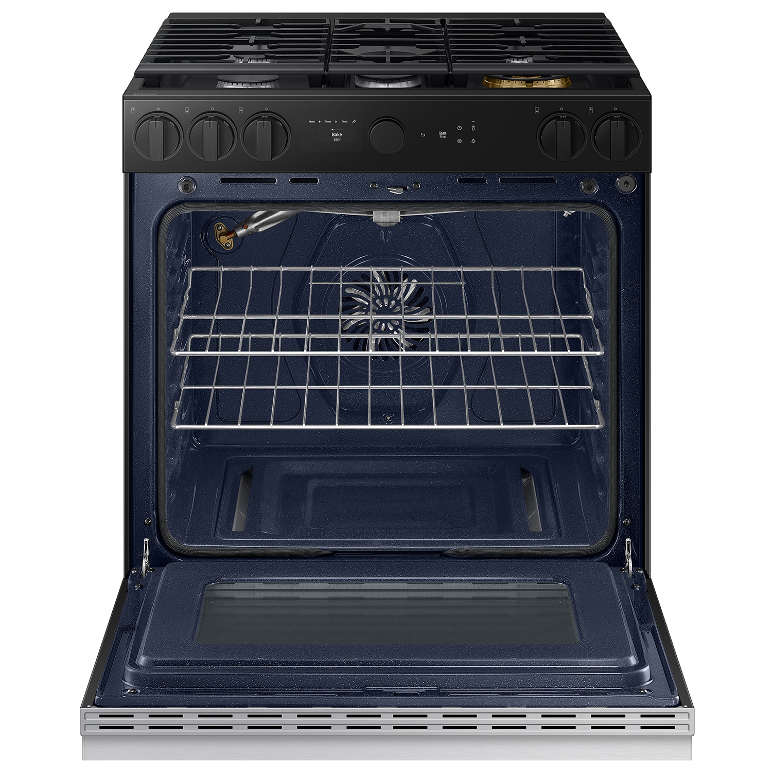 Samsung Bespoke 30-in 5 burners 6-cu ft Air Fry Convection Oven Slide-In Natural Gas Range ( Stainless steel )