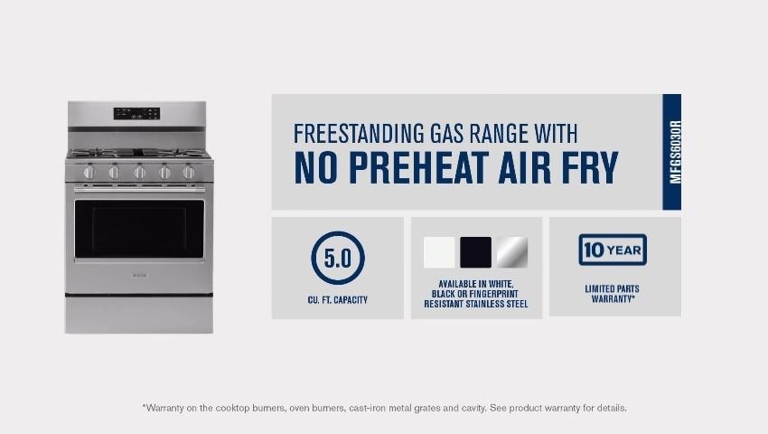 Maytag 30-in 5 burners 5-cu ft Air Fry Convection Oven Freestanding Natural Gas Range ( White )