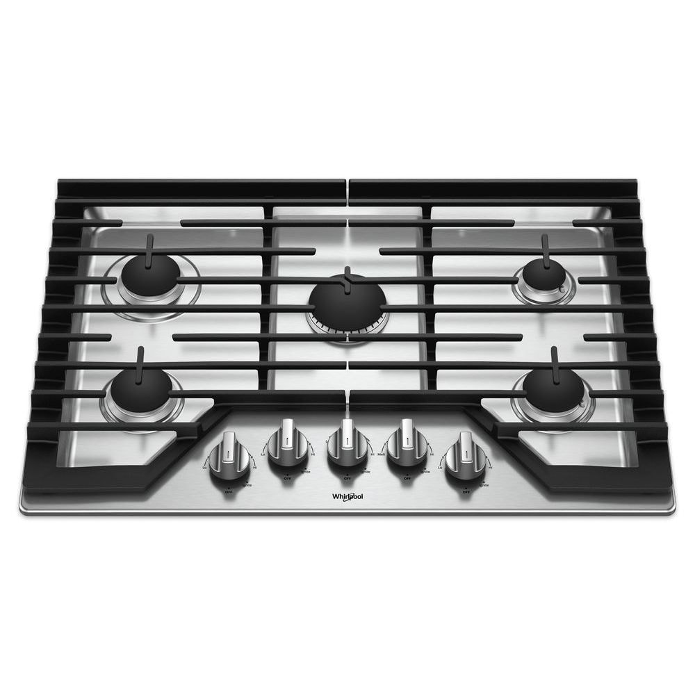Whirlpool 30-in 5 burners Stainless steel Gas Cooktop (Griddle Included)