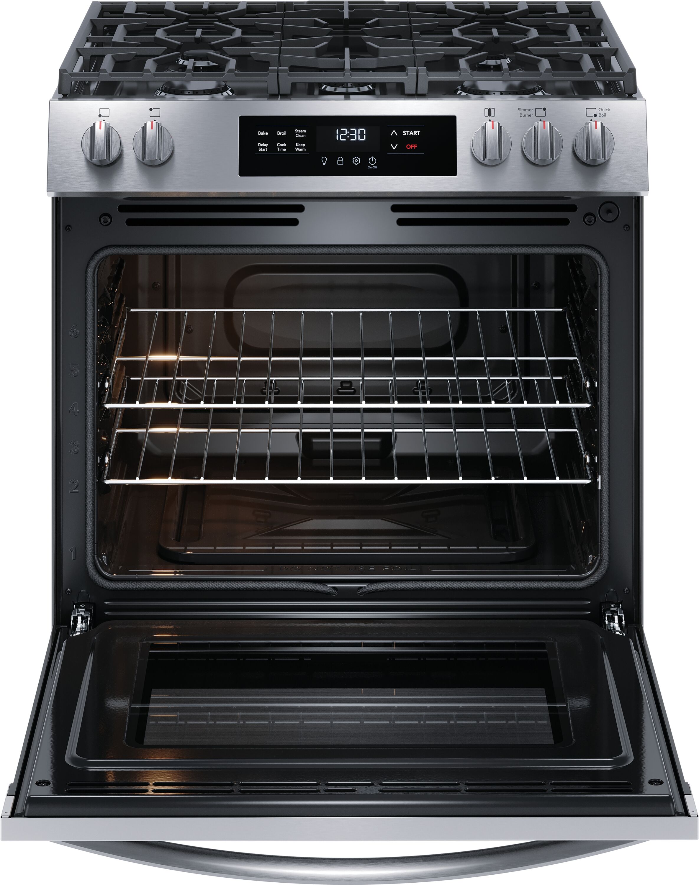 Frigidaire 30-in 5 burners 5.1-cu ft Slide-In Natural Gas Range ( Stainless steel )