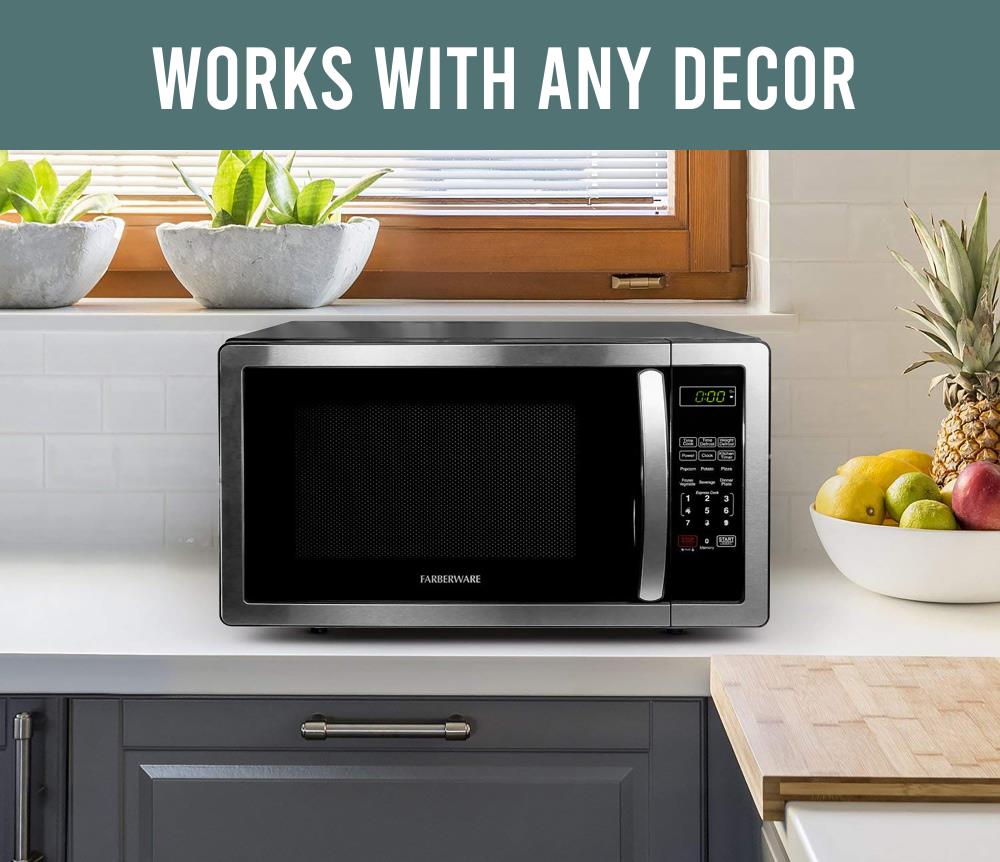 Farberware 1 1 cu ft 1000 Countertop Microwave Stainless Steel Black