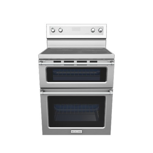 KitchenAid 30-in Glass Top 5 burners 4.2-cu ft / 2.5-cu ft Convection Oven Freestanding Double Oven Electric Range ( Stainless Steel )