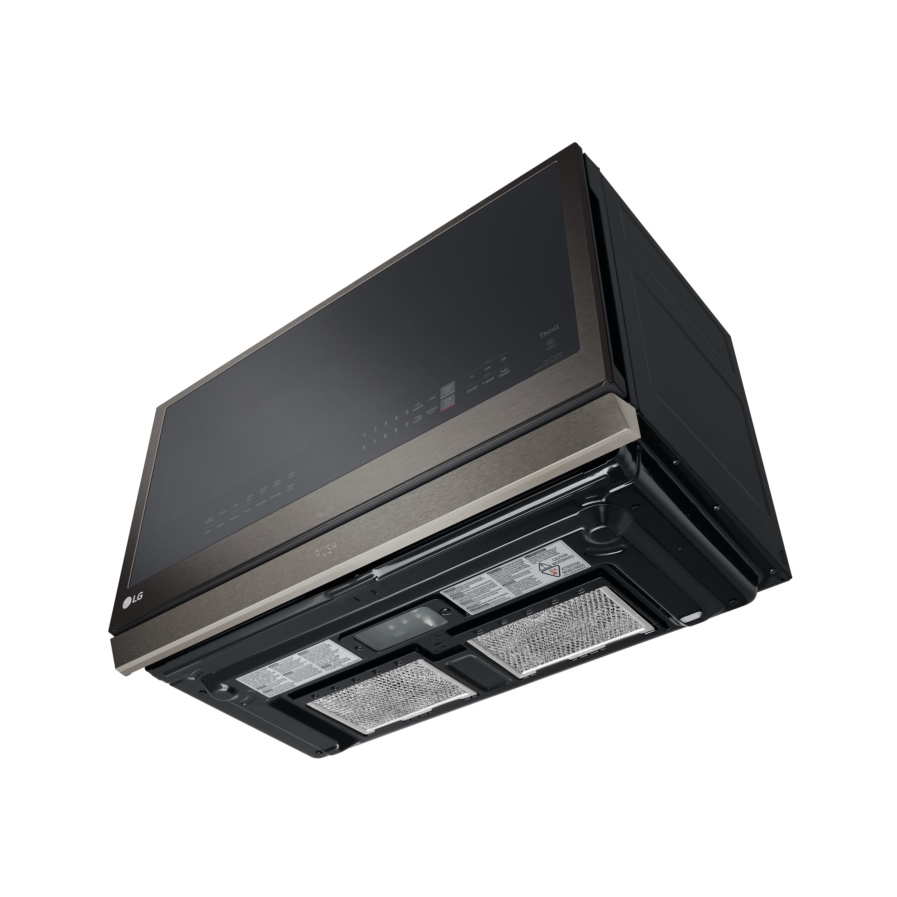 LG 2 1 cu ft 1050 Watt Smart Over the Range Microwave with Sensor Cooking Printproof Black Stainless Steel