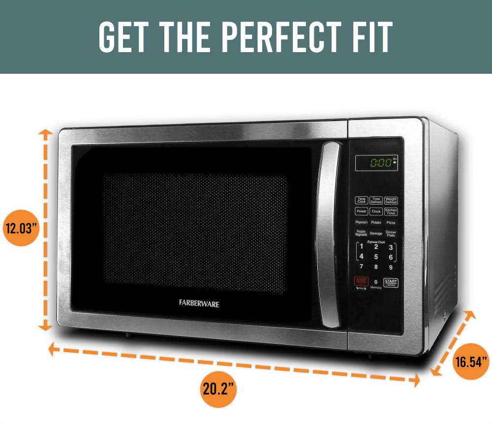 Farberware 1 1 cu ft 1000 Countertop Microwave Stainless Steel Black