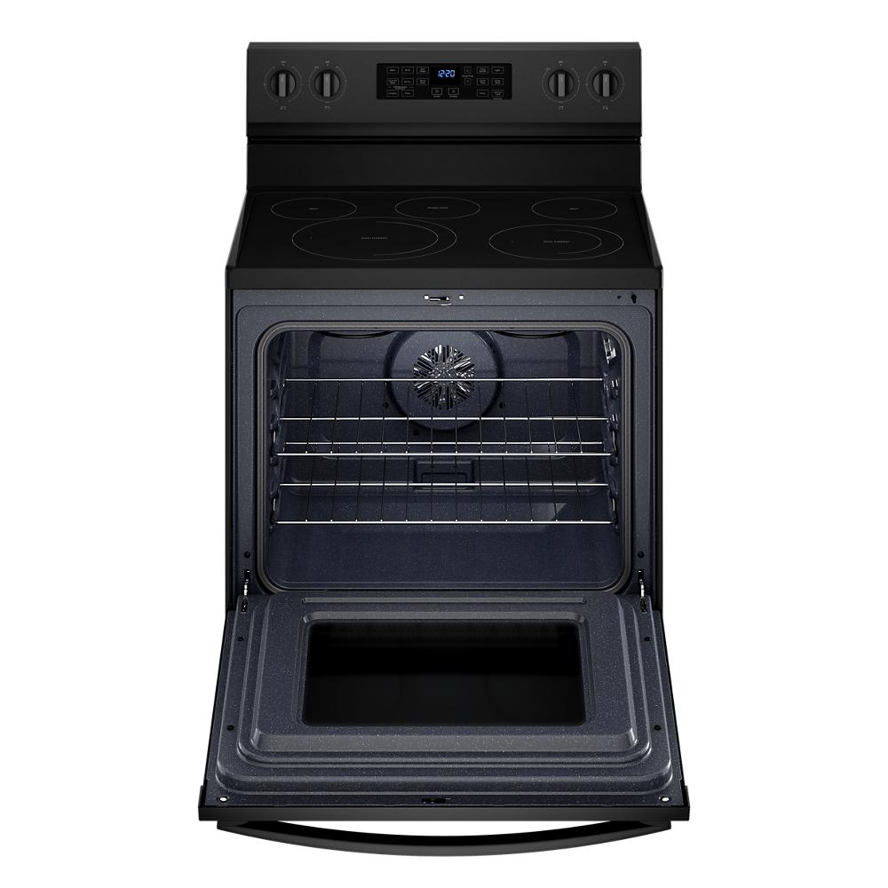 Whirlpool 30-in Glass Top 5 burners 5.3-cu ft Air Fry Convection Oven Freestanding Electric Range ( Black )