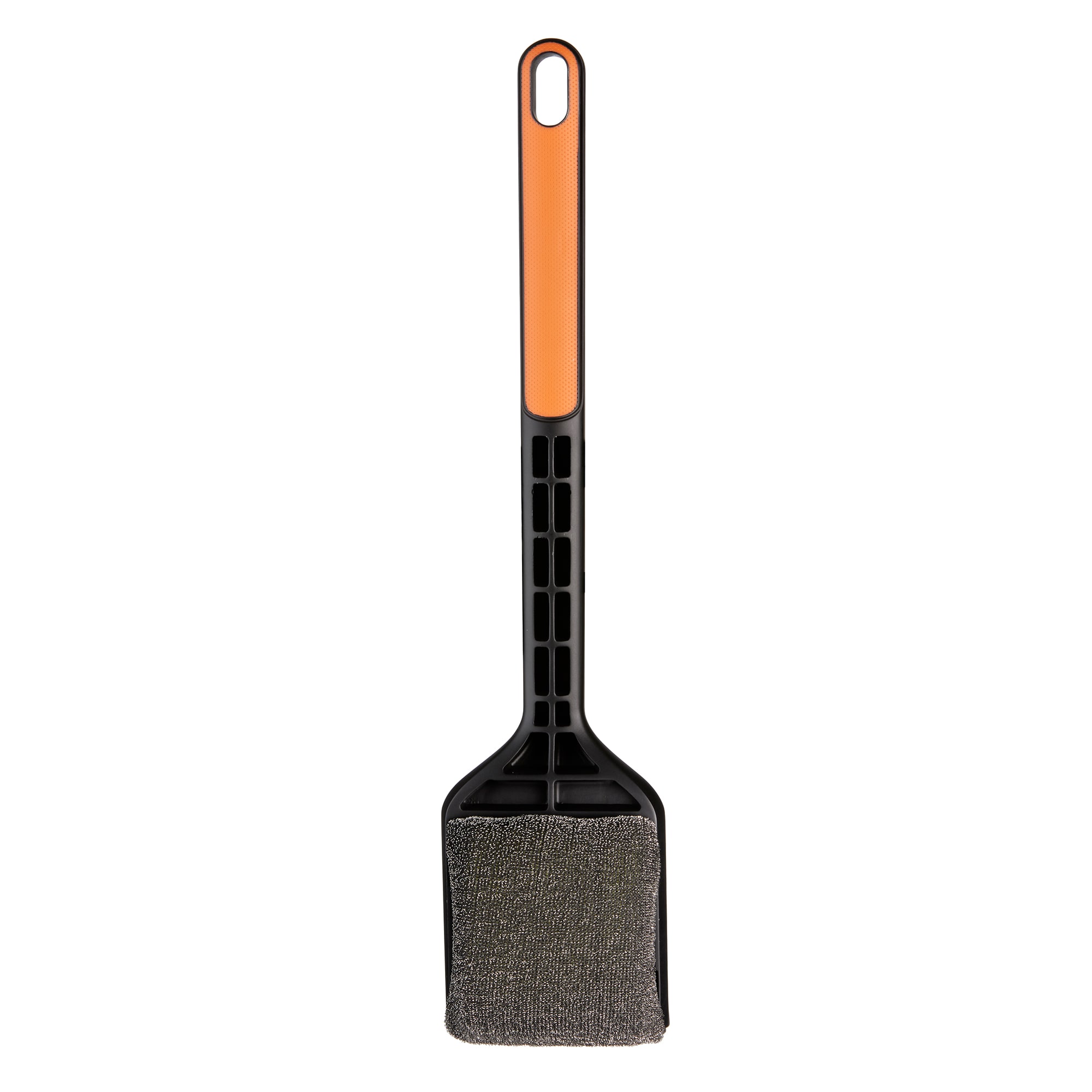 Mr. Bar-B-Q Powered by Scrub Daddy Polyester Grill brush with 17-in Plastic Handle with Scraper Blade