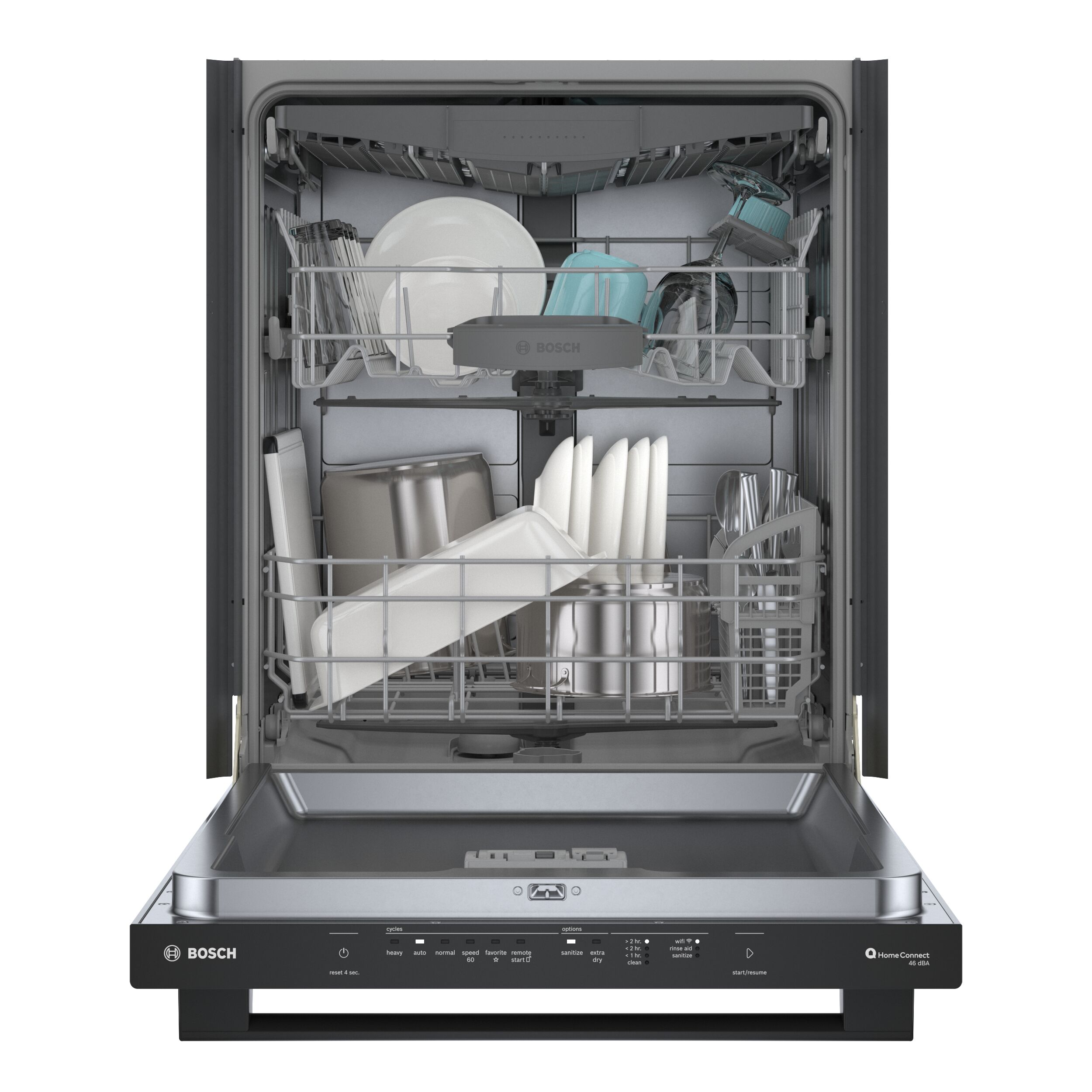 Bosch 100 Series Premium Top Control 24 in Smart Built In Dishwasher Black ENERGY STAR 46 dBA