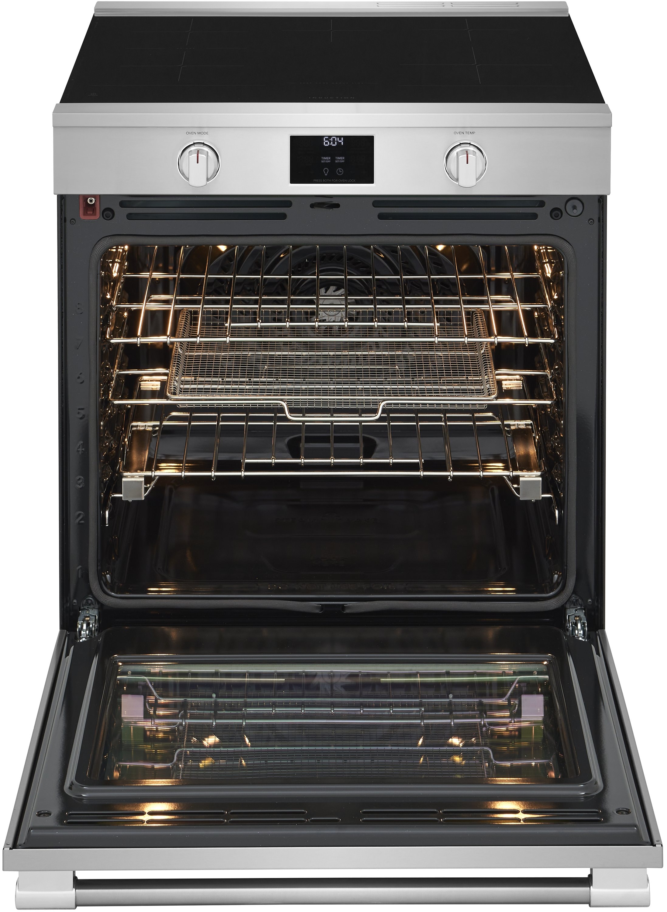 Frigidaire Professional 30-in 5 Burners 6.2-cu ft Air Fry Convection Oven Slide-in Single Induction Range (Smudge-proof Stainless Steel)