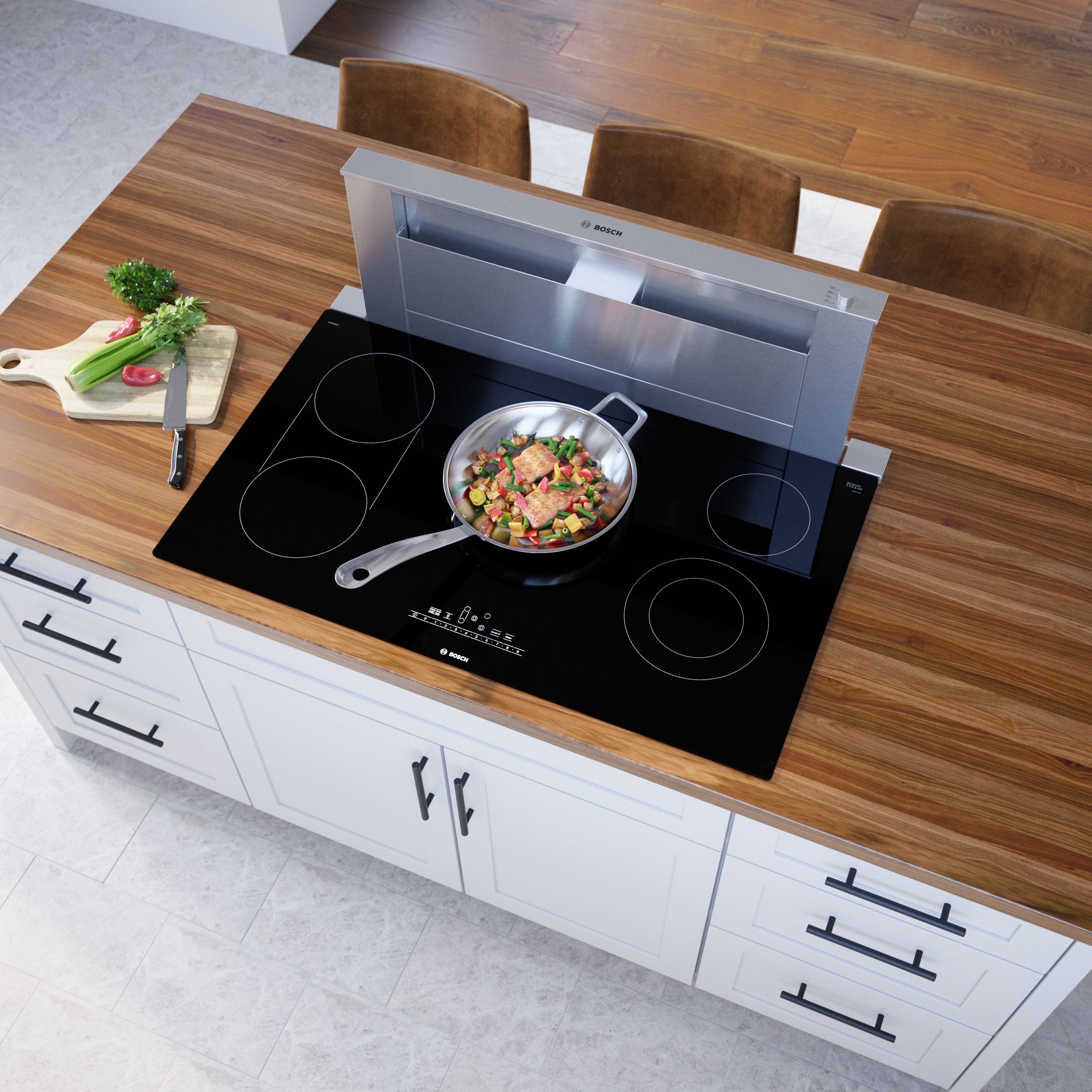 Bosch 800 Series 36-in 5 burners Smooth Surface (Radiant) Black Electric Cooktop with Bridge Element