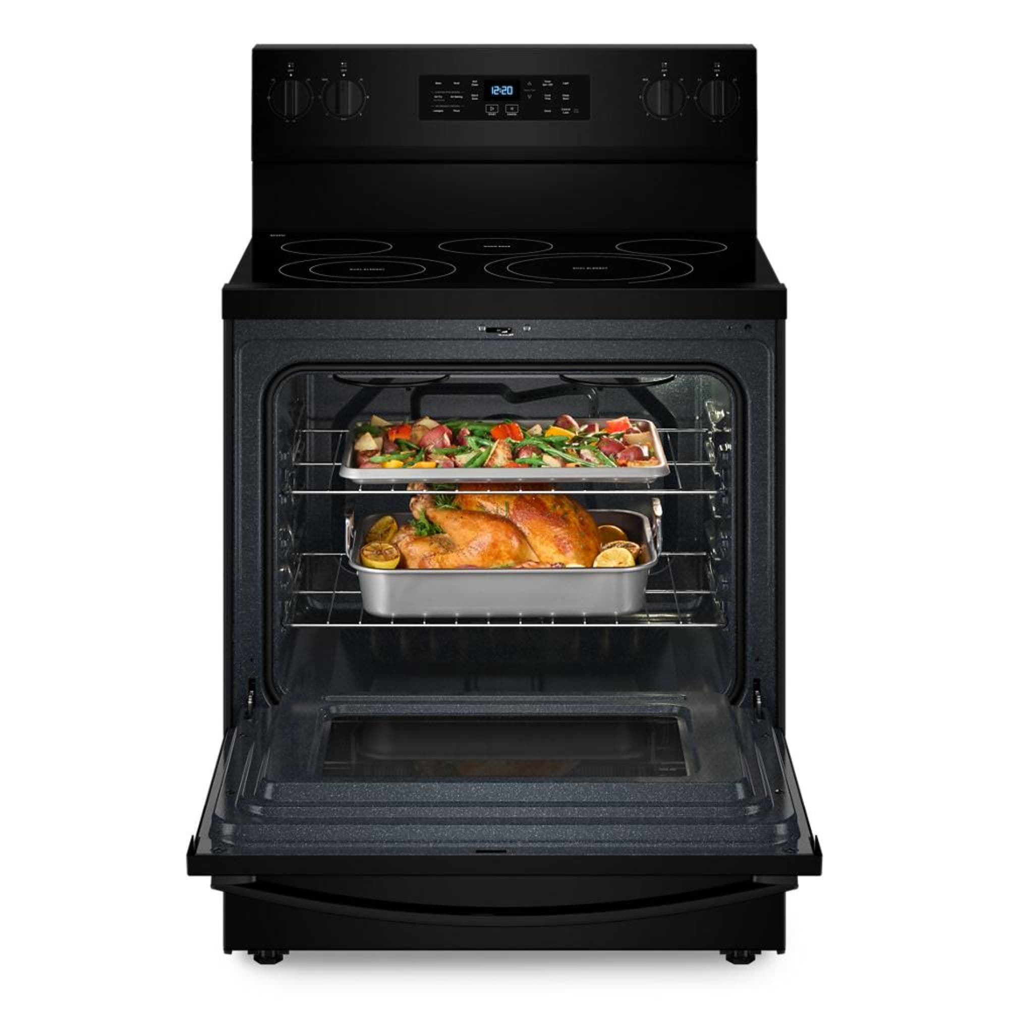 Whirlpool Air Cooking Technology 30-in Glass Top 5 burners 5.3-cu ft Air Fry Convection Oven Freestanding Electric Range ( Black )