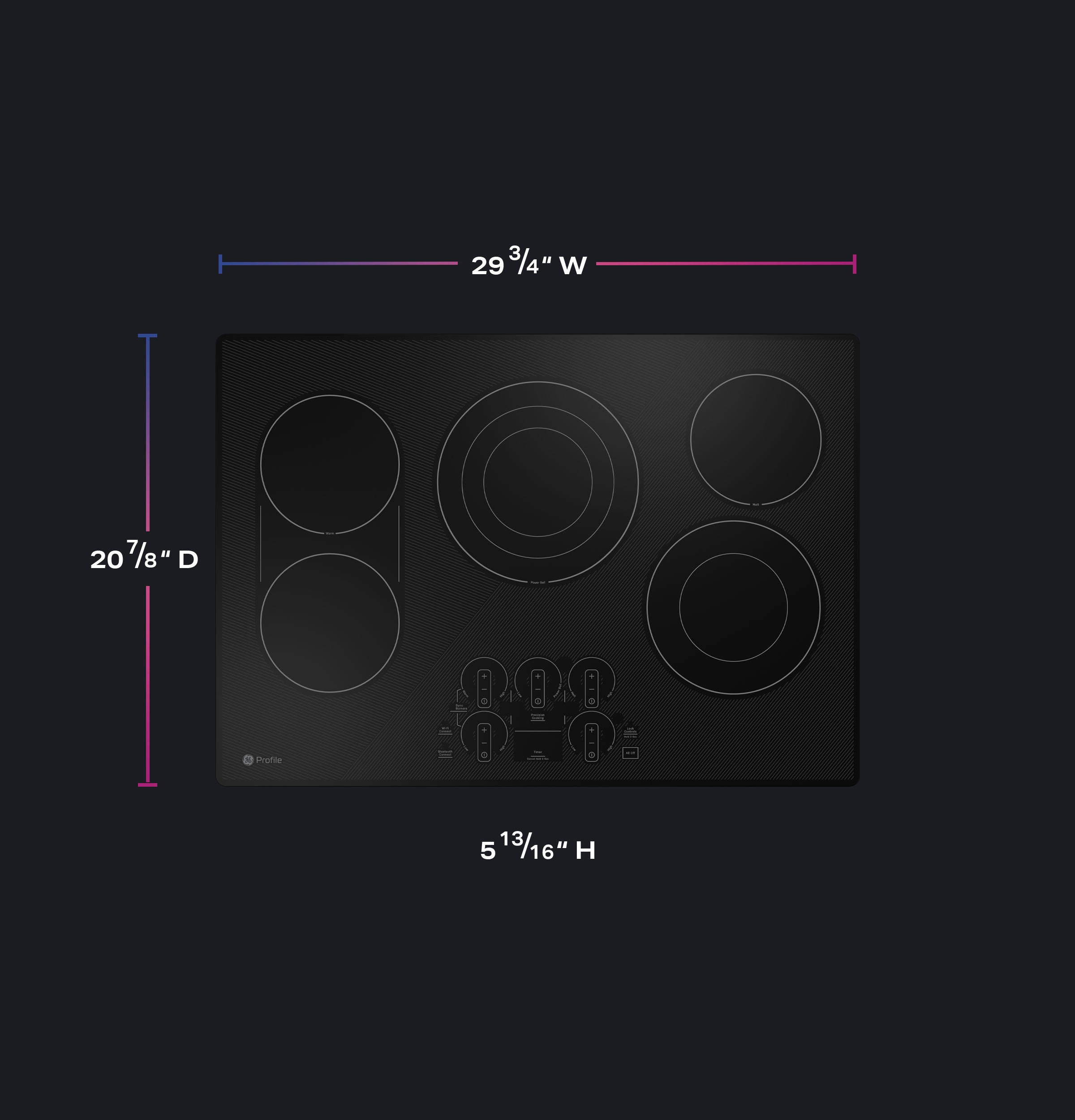 GE Profile 30-in 5 burners Smooth Surface (Radiant) Black Smart Compatible Electric Cooktop