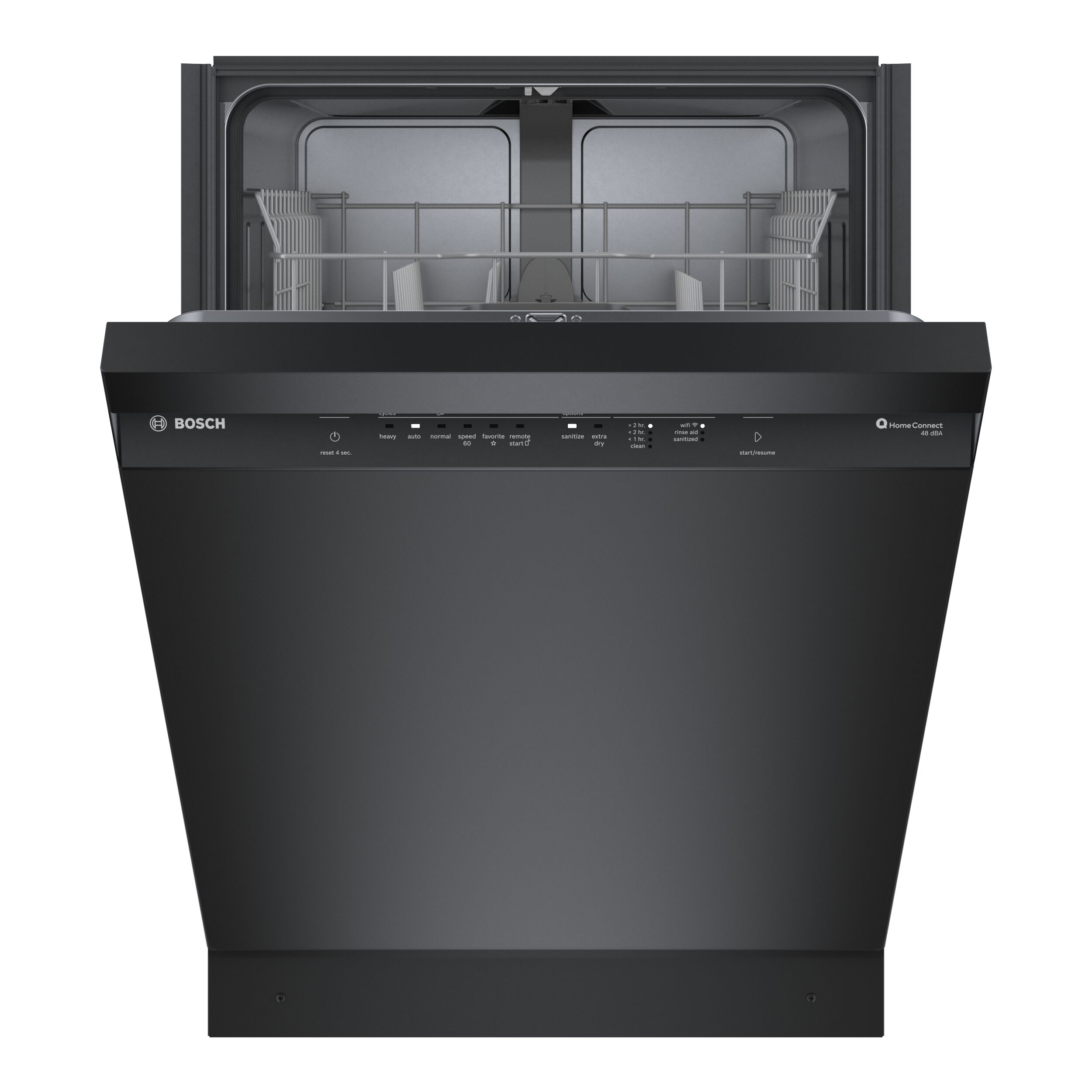 Bosch Front Control 24 in Smart Built In Dishwasher Black 48 dBA
