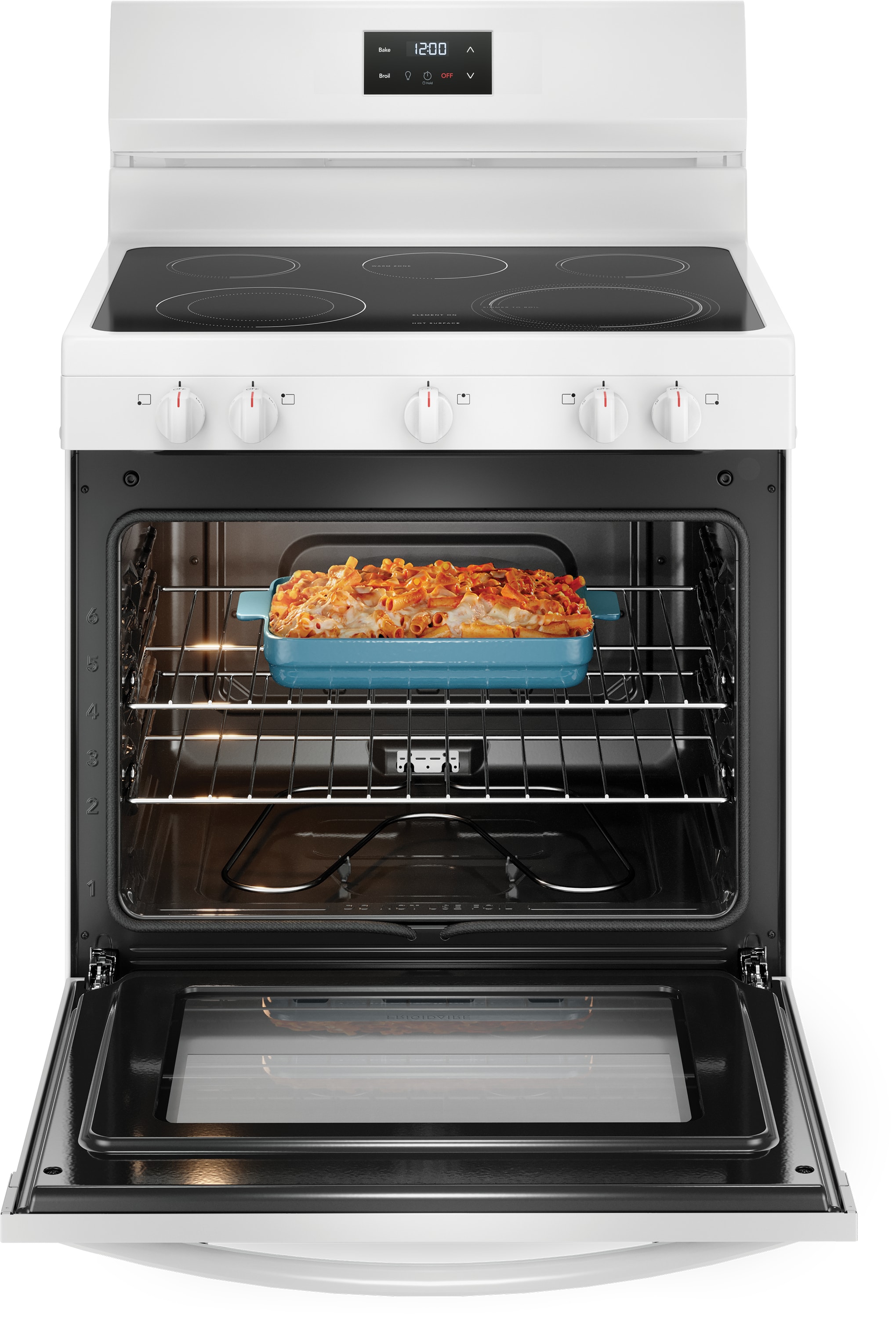 Frigidaire 30-in Glass Top 5 burners 5.3-cu ft Freestanding Electric Range White )