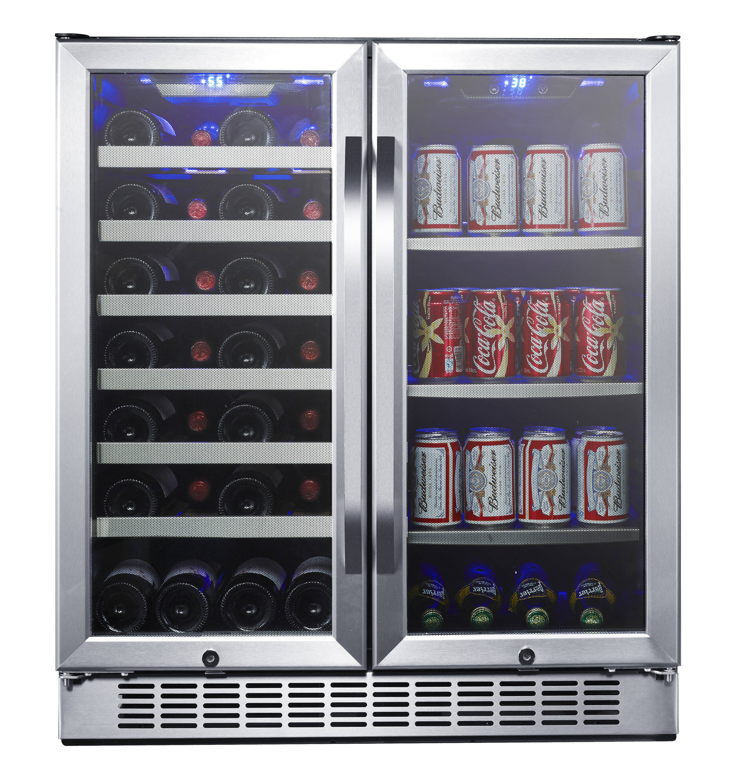 EdgeStar 29.5-in W 114 -Can Capacity Stainless Steel Built-in/Freestanding Indoor Beverage Refrigerator with Glass Door