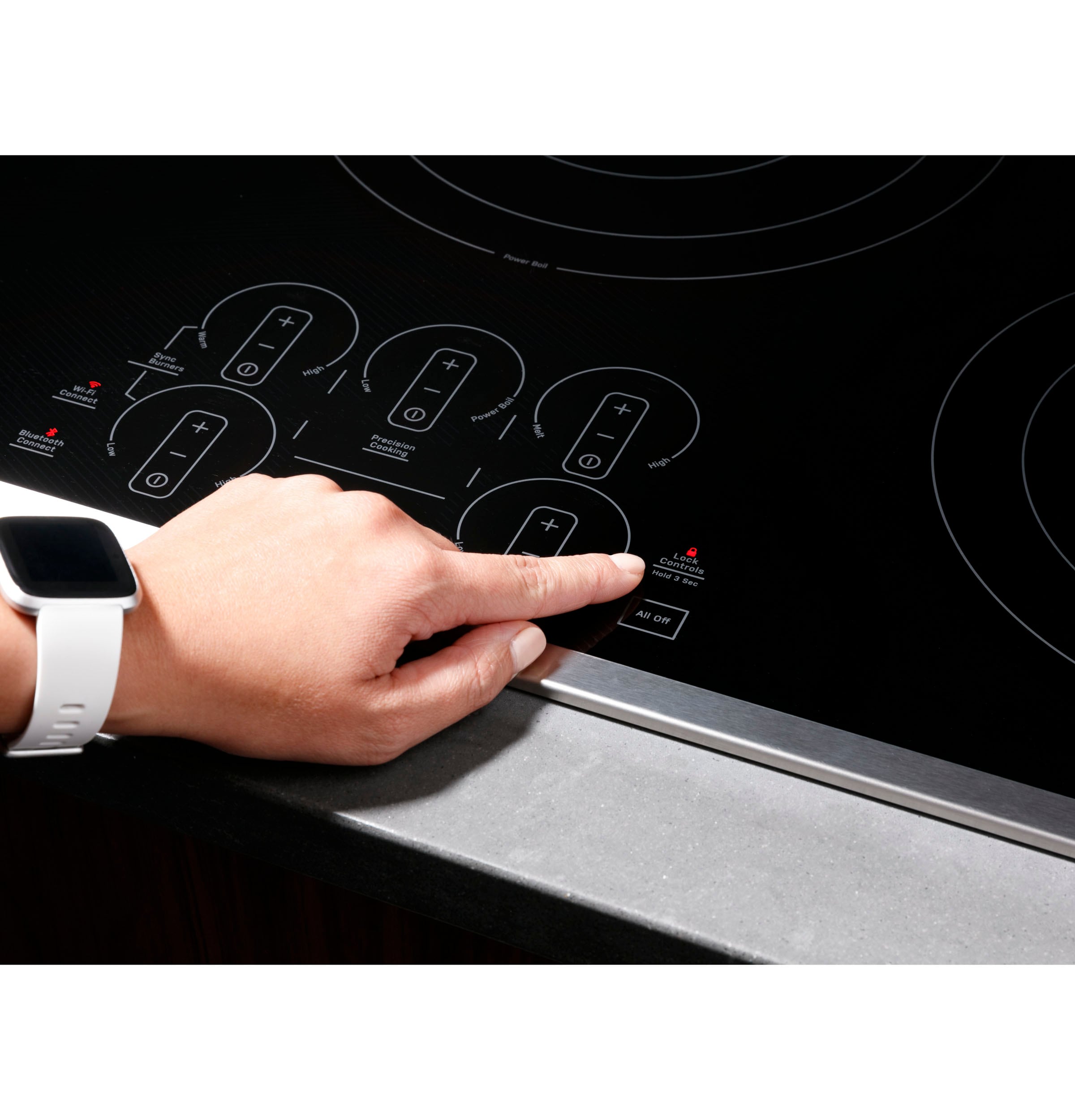 GE Profile 30-in 5 burners Smooth Surface (Radiant) Stainless steel Smart Compatible Electric Cooktop