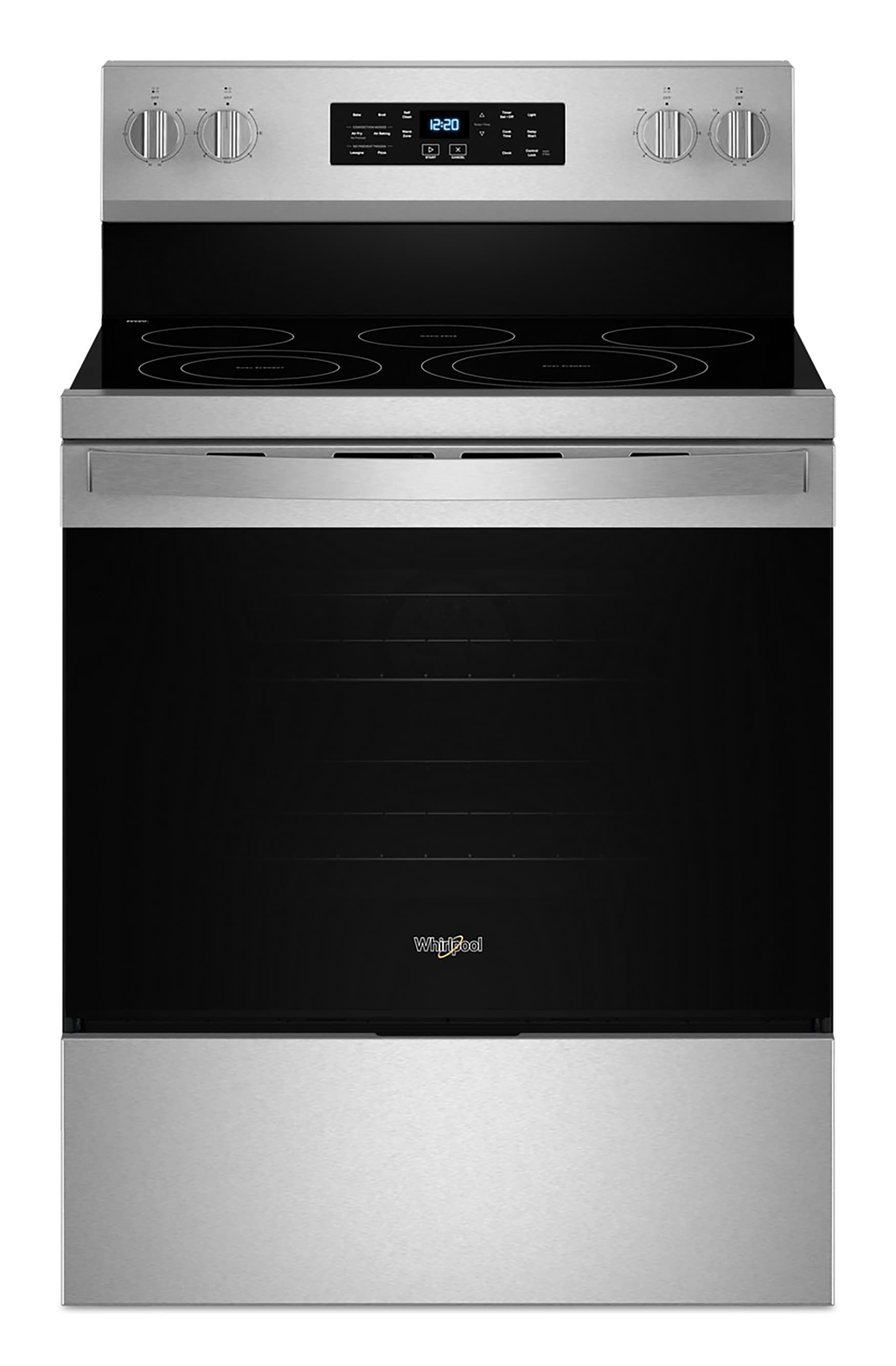 Whirlpool Air Cooking Technology 30-in Glass Top 5 burners 5.3-cu ft Air Fry Convection Oven Freestanding Electric Range ( Fingerprint Resistant Stainless Steel )