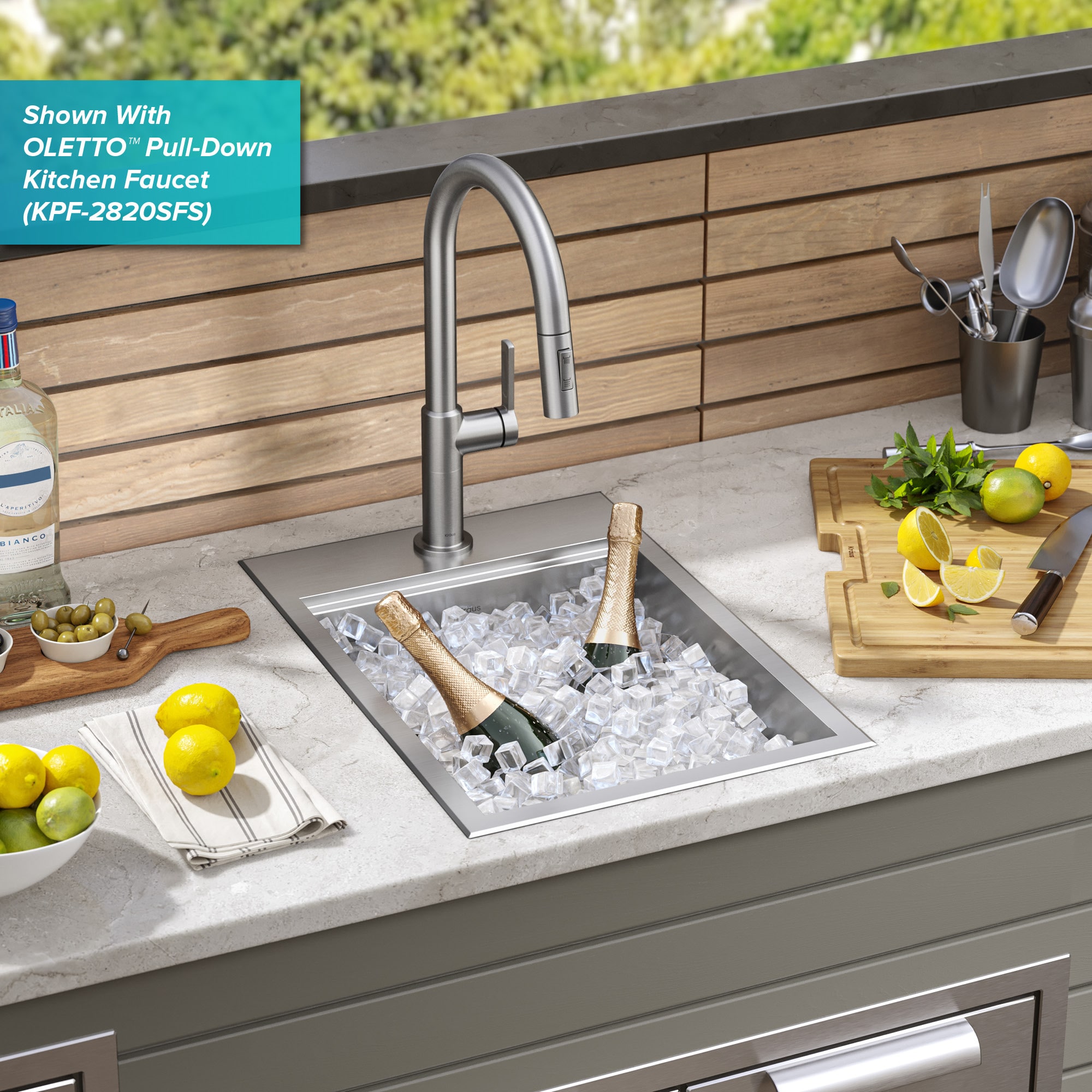 Kraus Kore 4 -Piece 15-in W x 9.38-in D x 22-in H Modular Outdoor Kitchen Sink